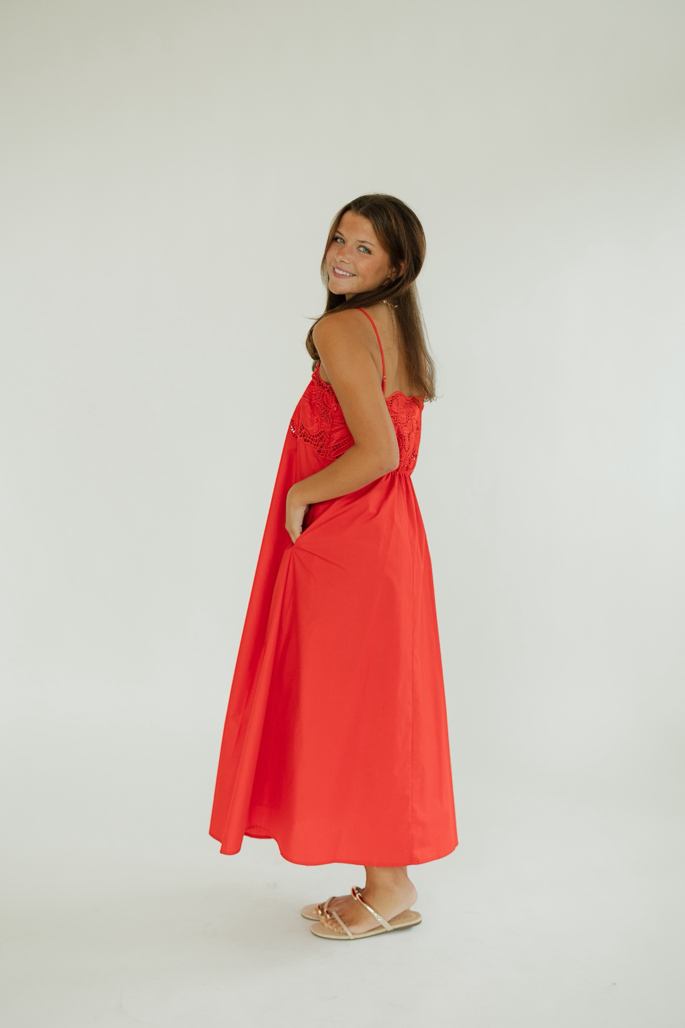 Rey Red Eyelet Maxi Dress