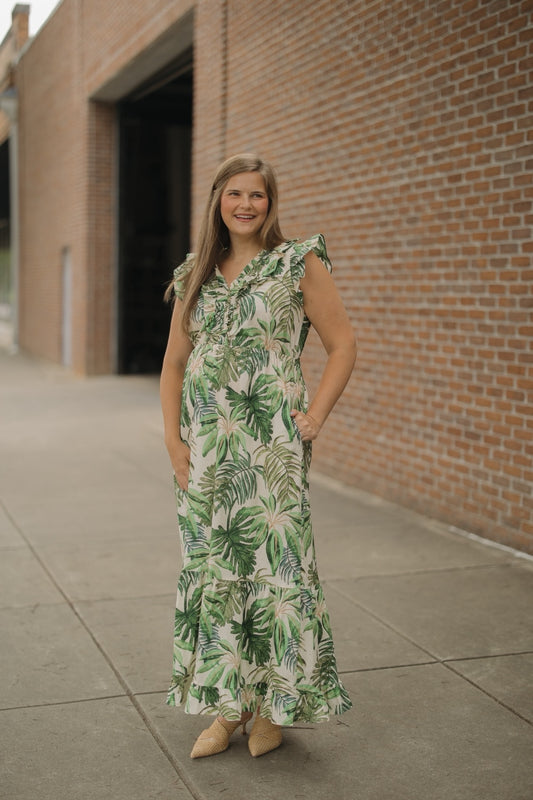 Veronica Tropical Print Vacation Midi Dress