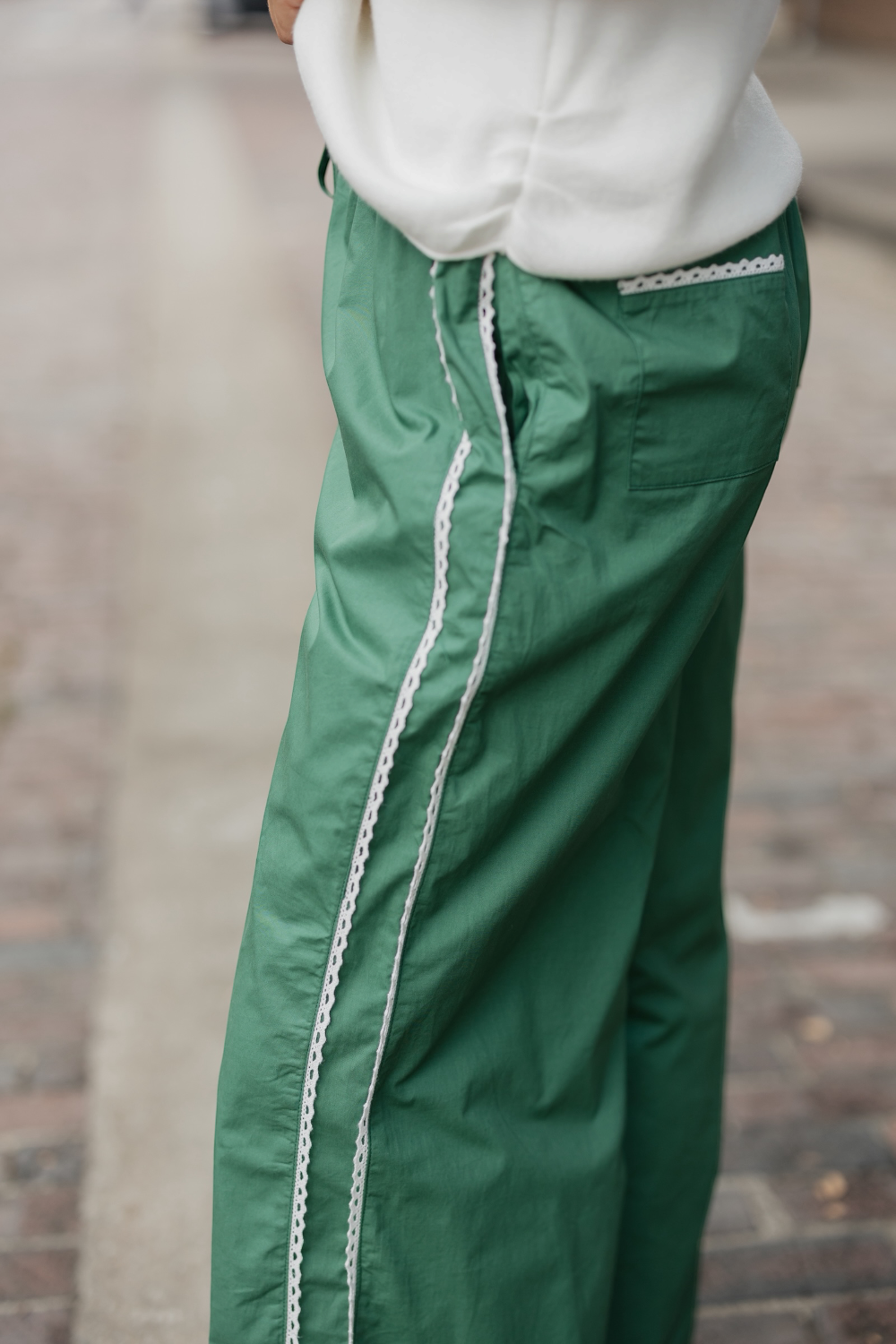 Wren Green Poplin Trim Track Pants