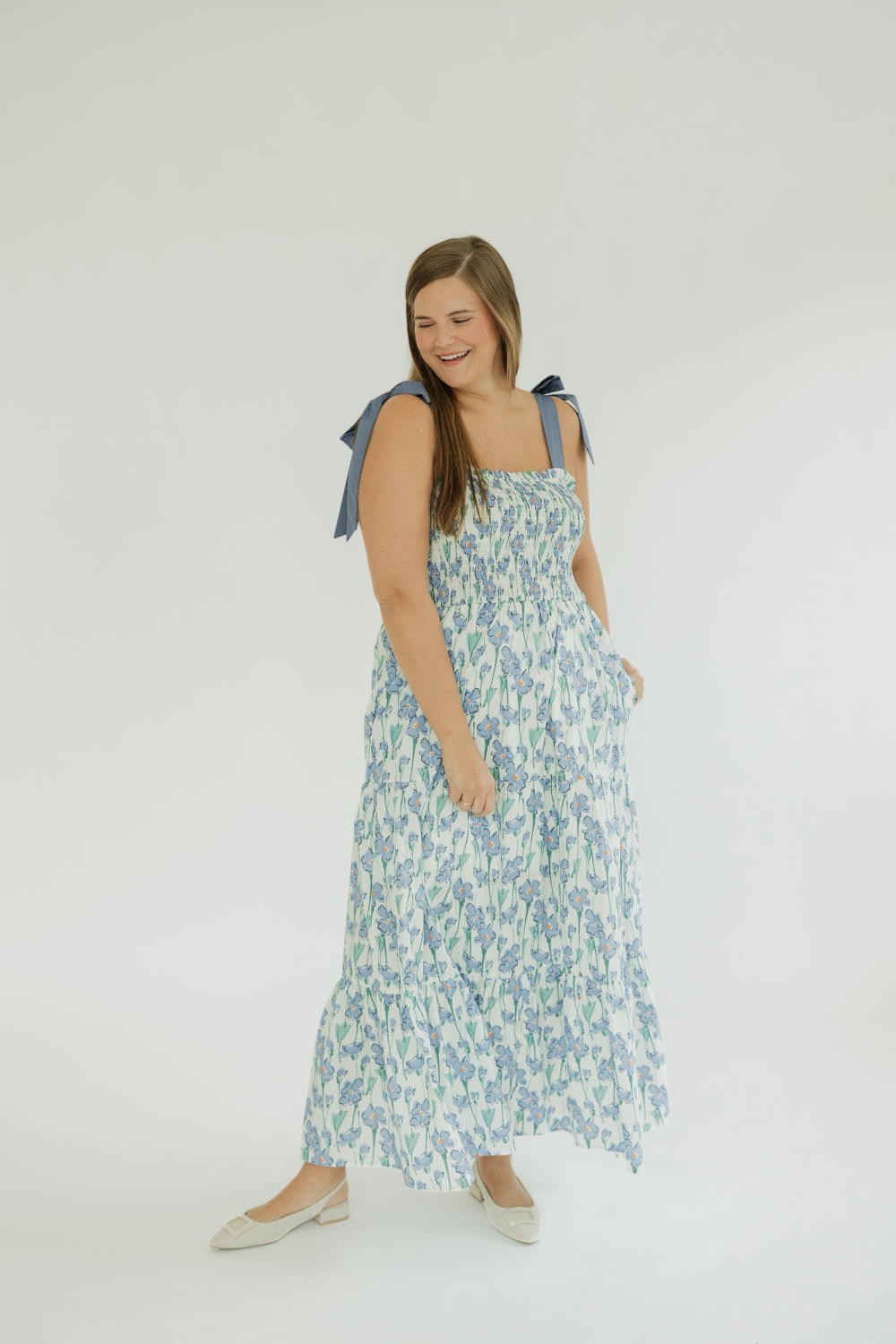 Tilly Floral Tie Sleeve Midi Dress (S-2XL)