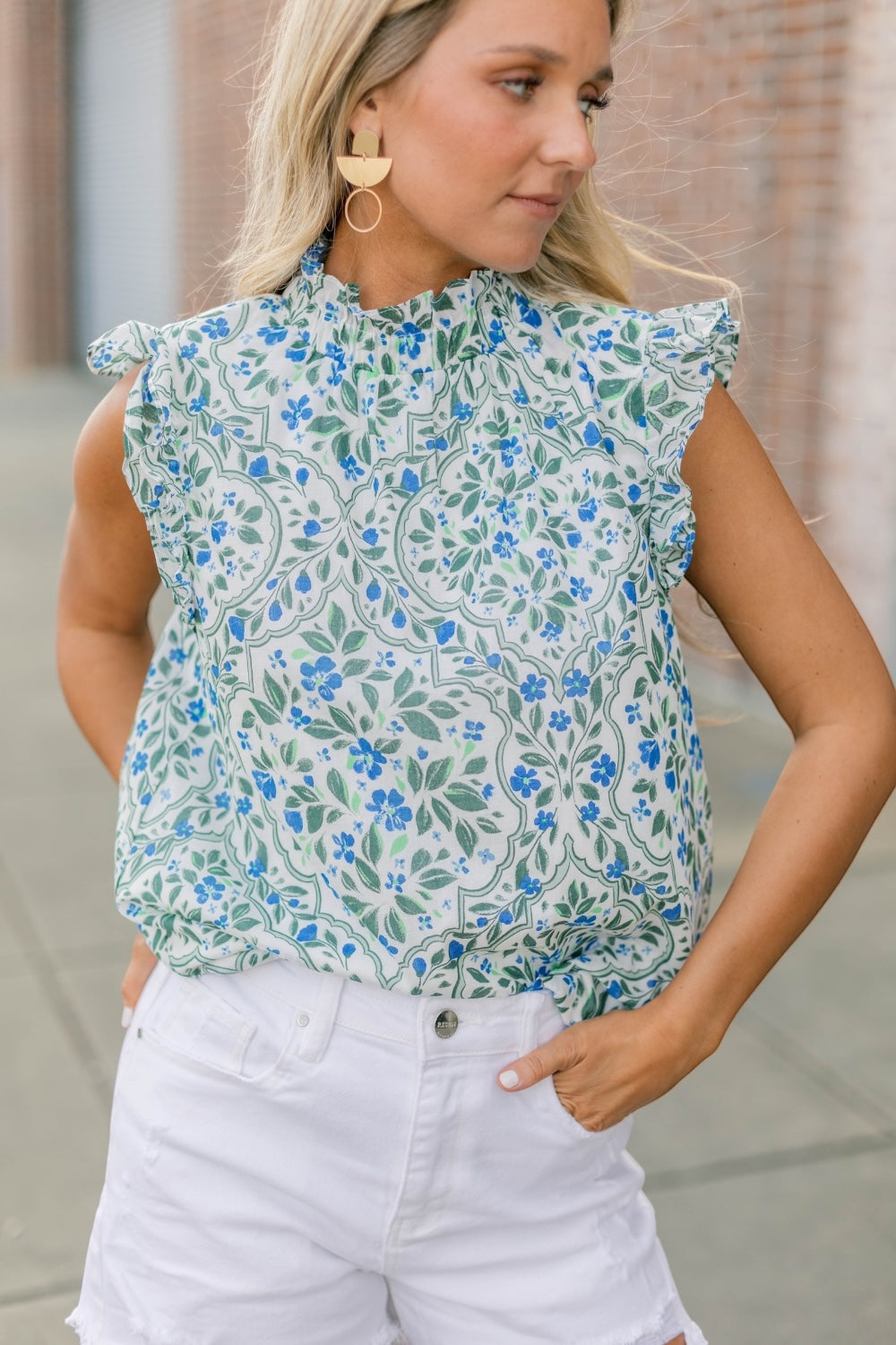Zoe Hilo Floral Ruffle Top (XS-3XL)