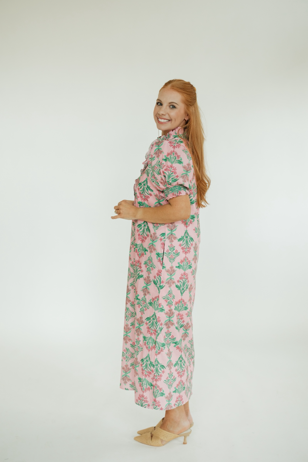 Maddie Midi Pink Floral Dress