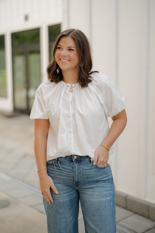 JuJu White Cotton Blouse
