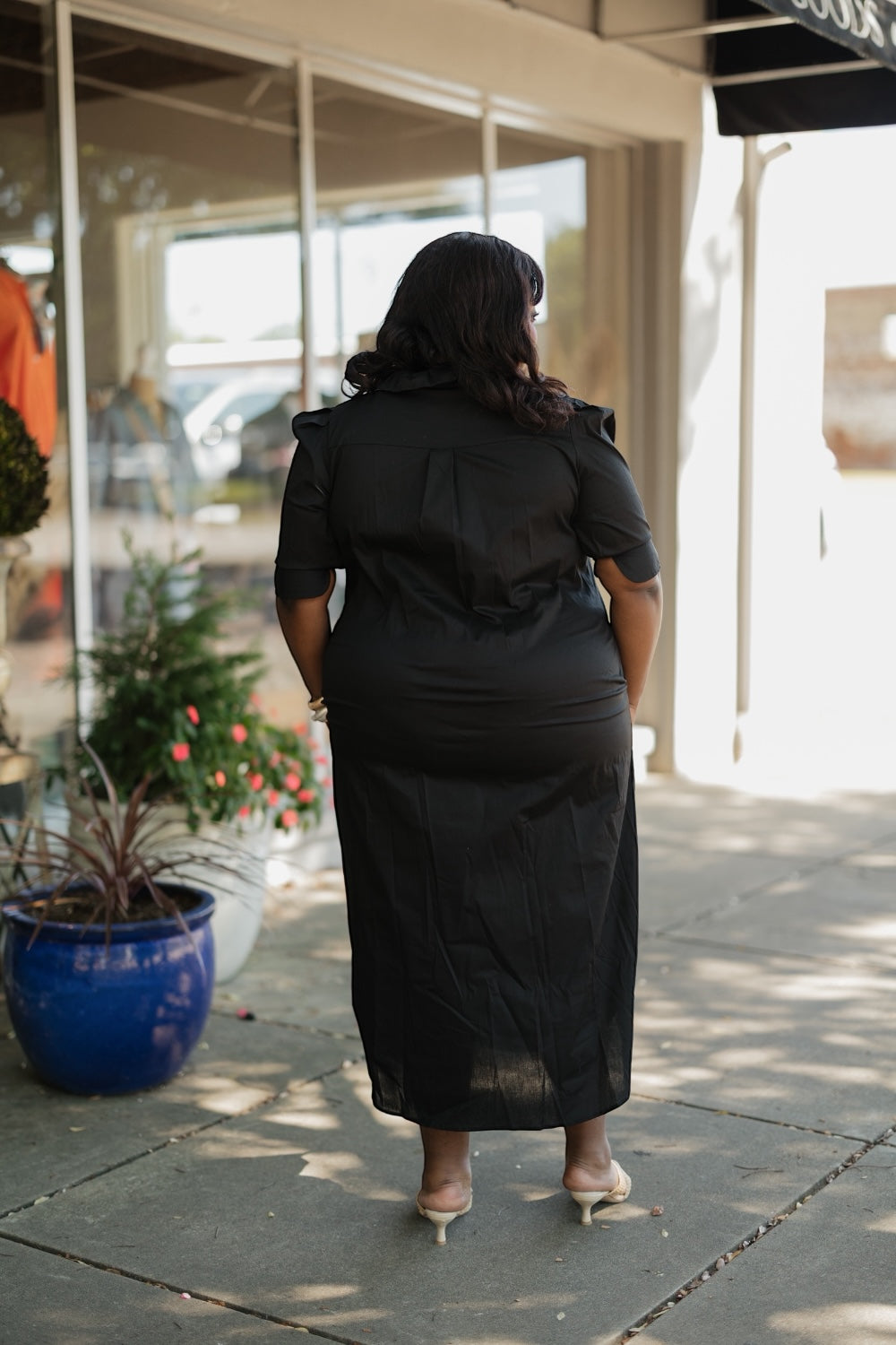 Nina Black Ruffle Collar Shirt Dress (S-3XL)
