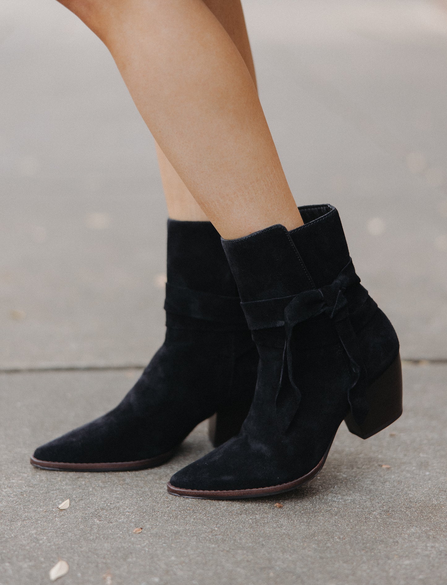 Colton Black Suede Bow Boot by Matisse