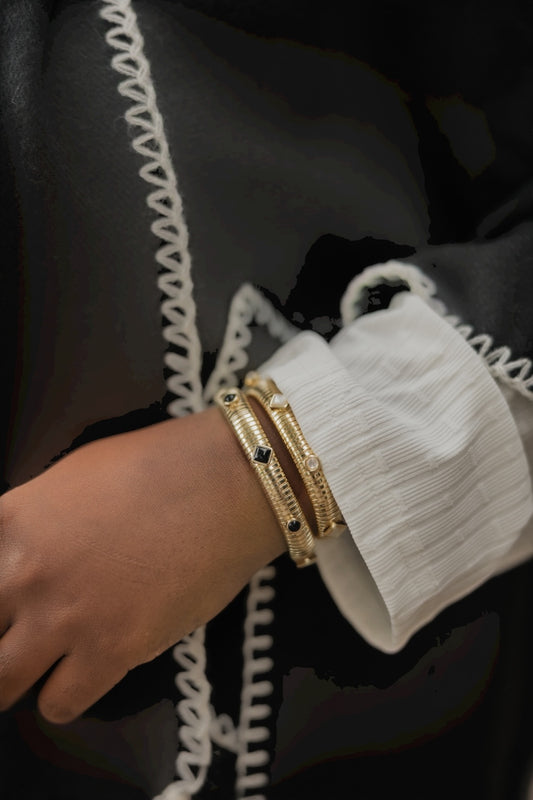 White/Gold Multi Shape Omega Cuff