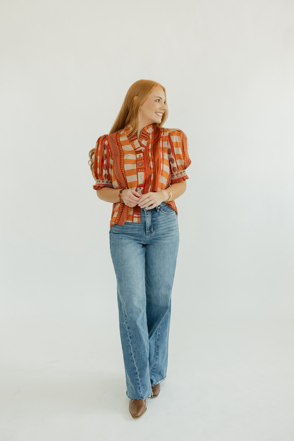 Julie Cinnamon Patterned Blouse (S-2XL)