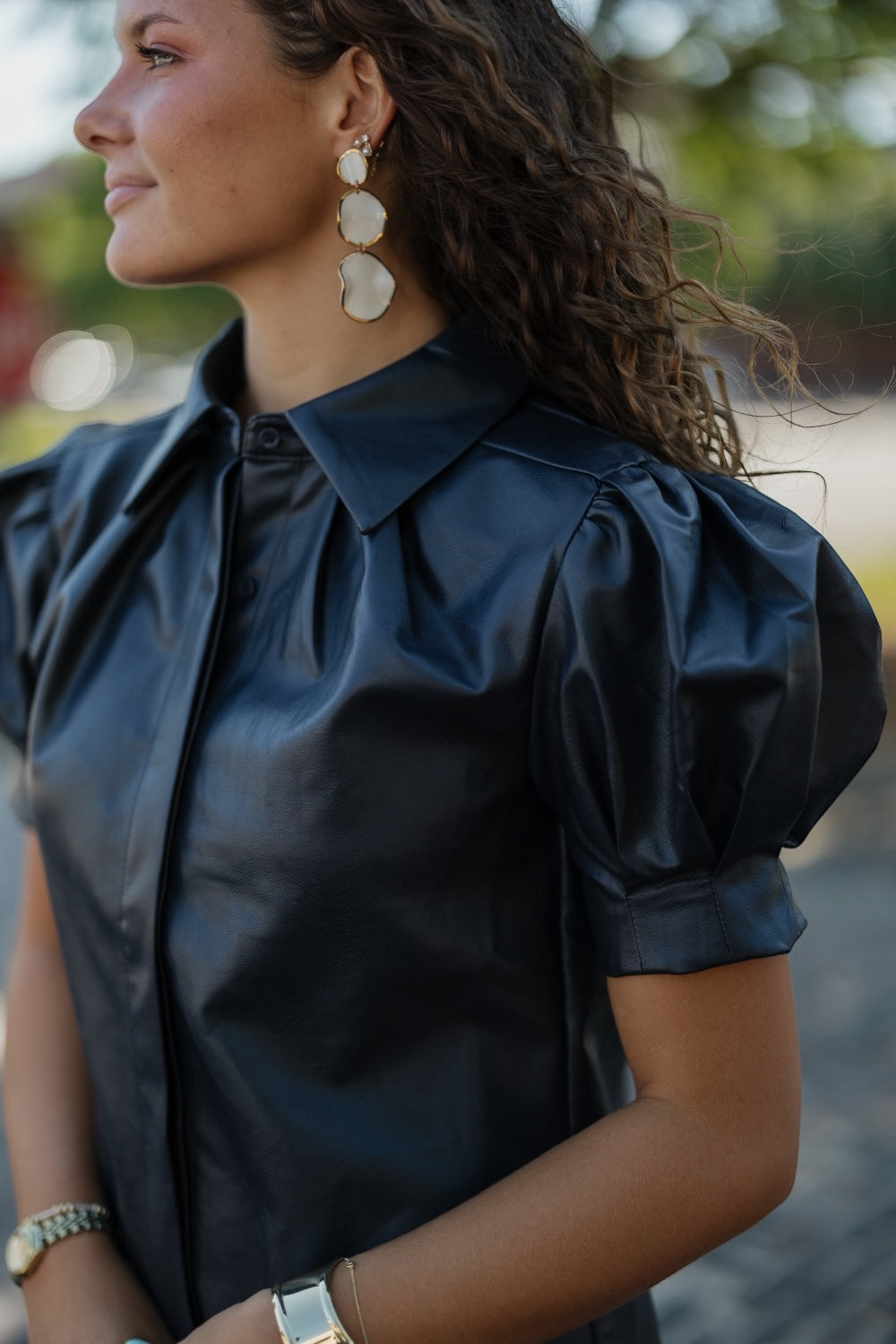 Lauren Navy Leather Mini Dress