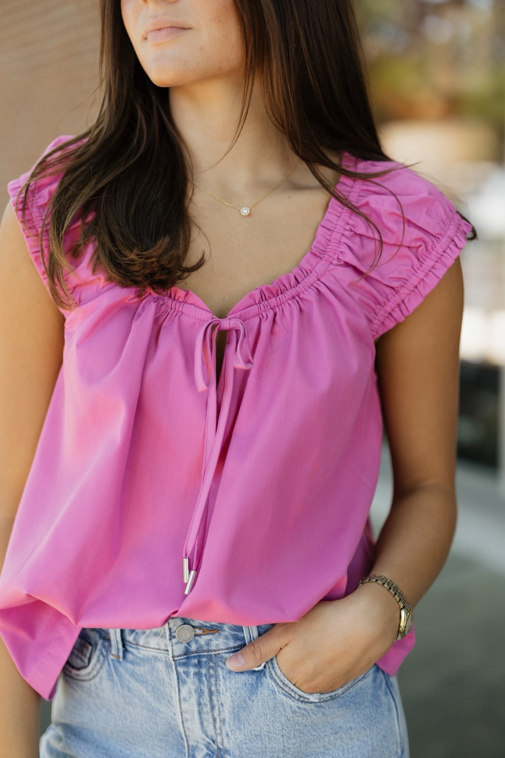 Orchid Pink Cap Sleeve Blouse (S-3XL)