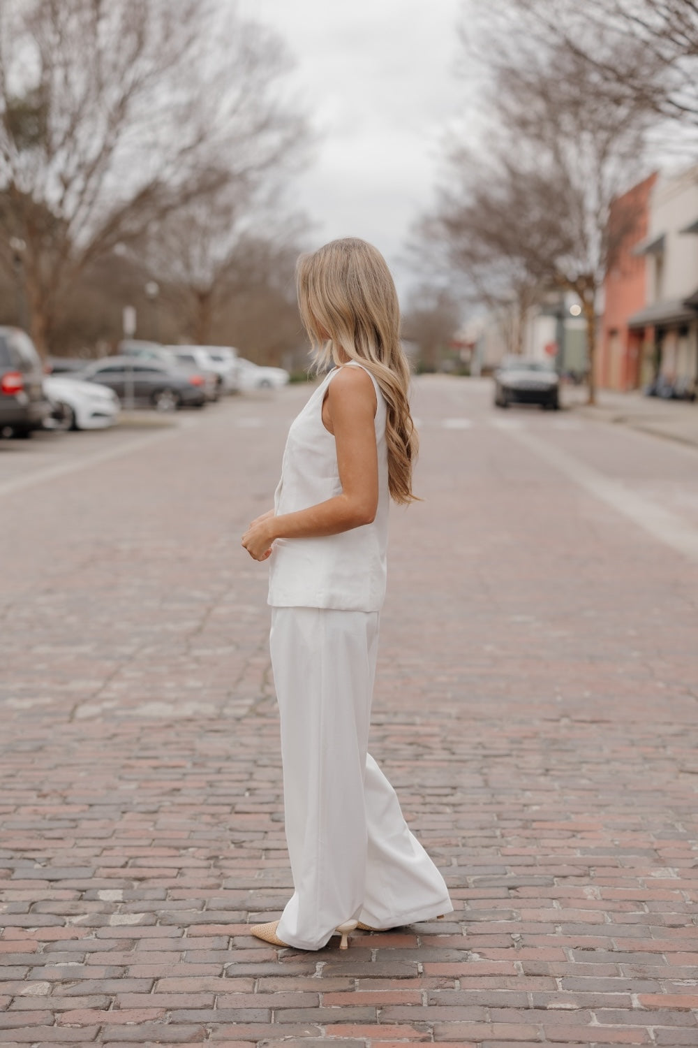 Ivory Sleeveless Linen Vest