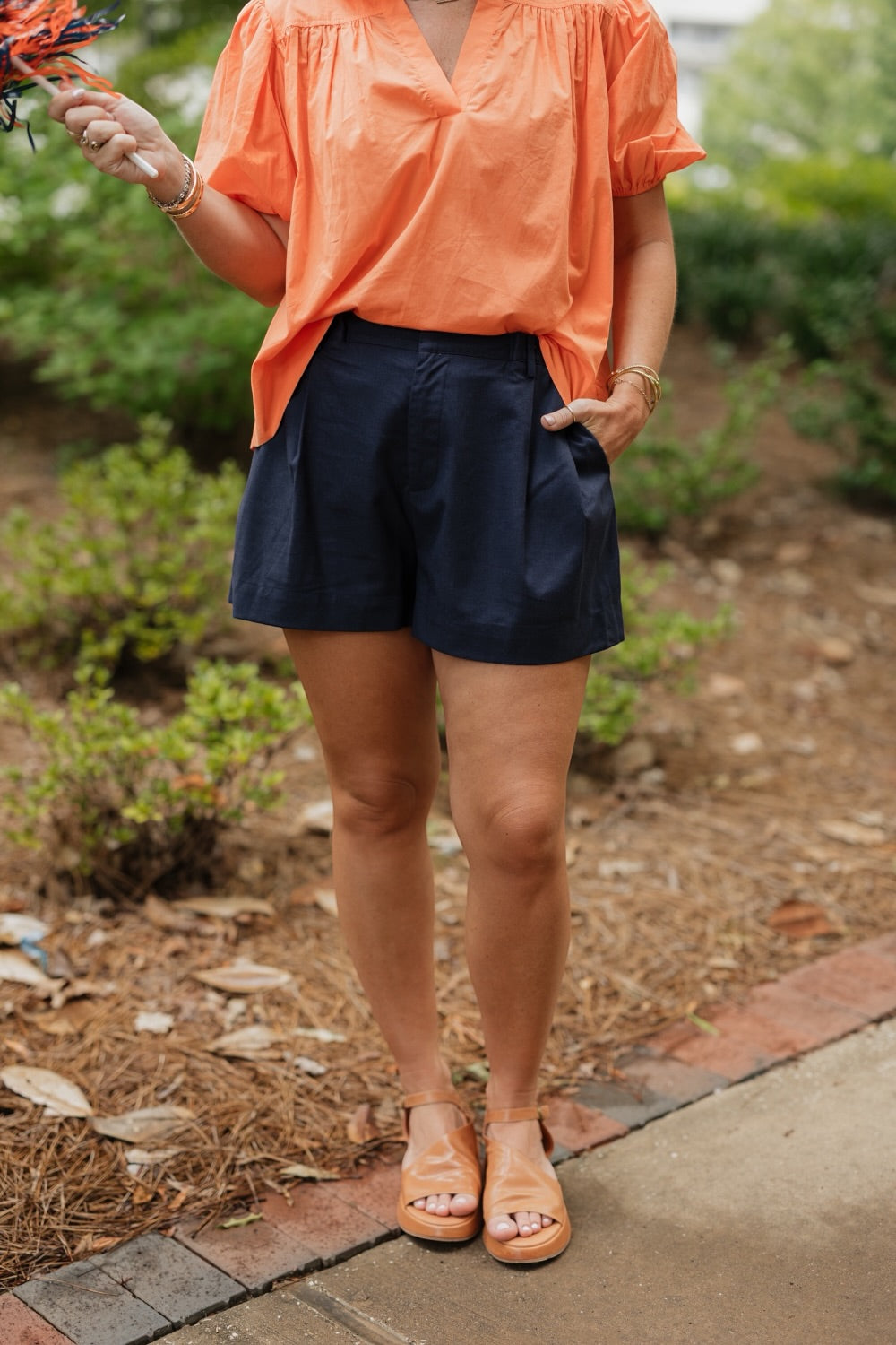 Navy High Waist Shorts