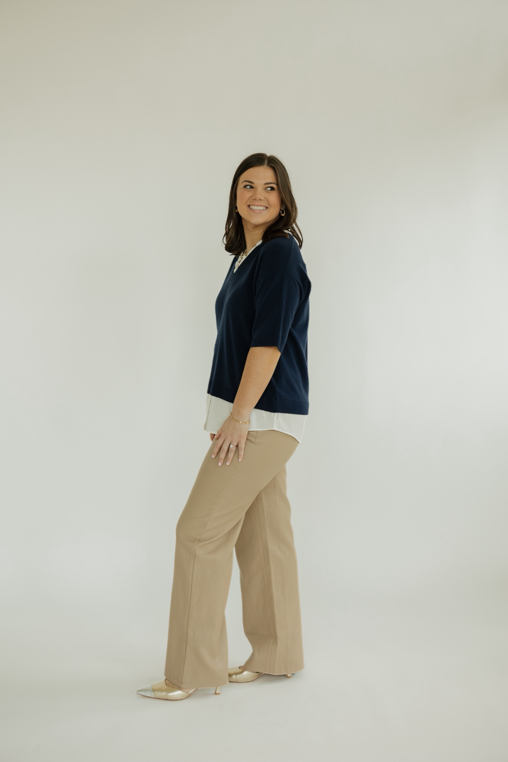 Navy Mixed Media Layered Knot Top