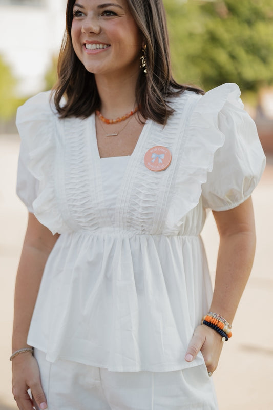 Suz White Pintuck Blouse (S-2XL)