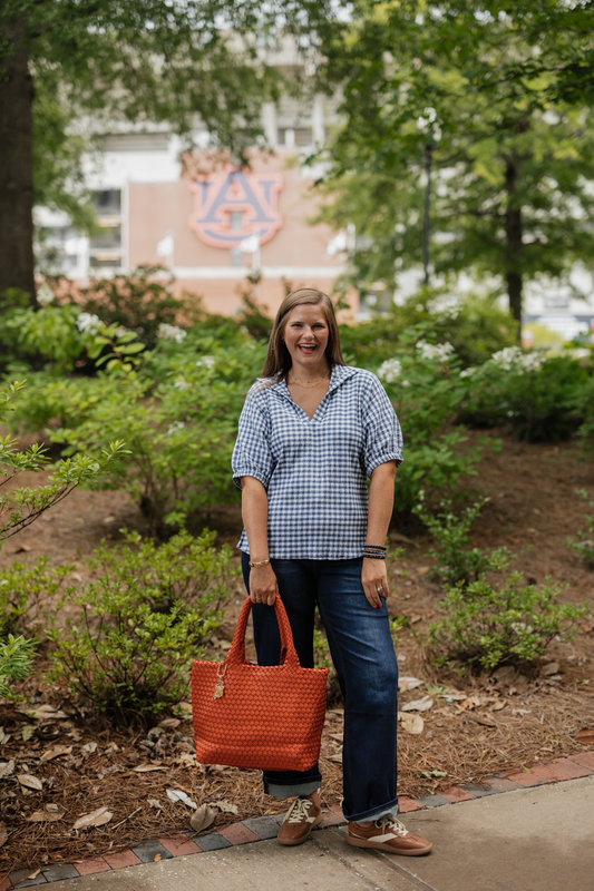 Sloan Navy Gingham Blouse (S-3XL)