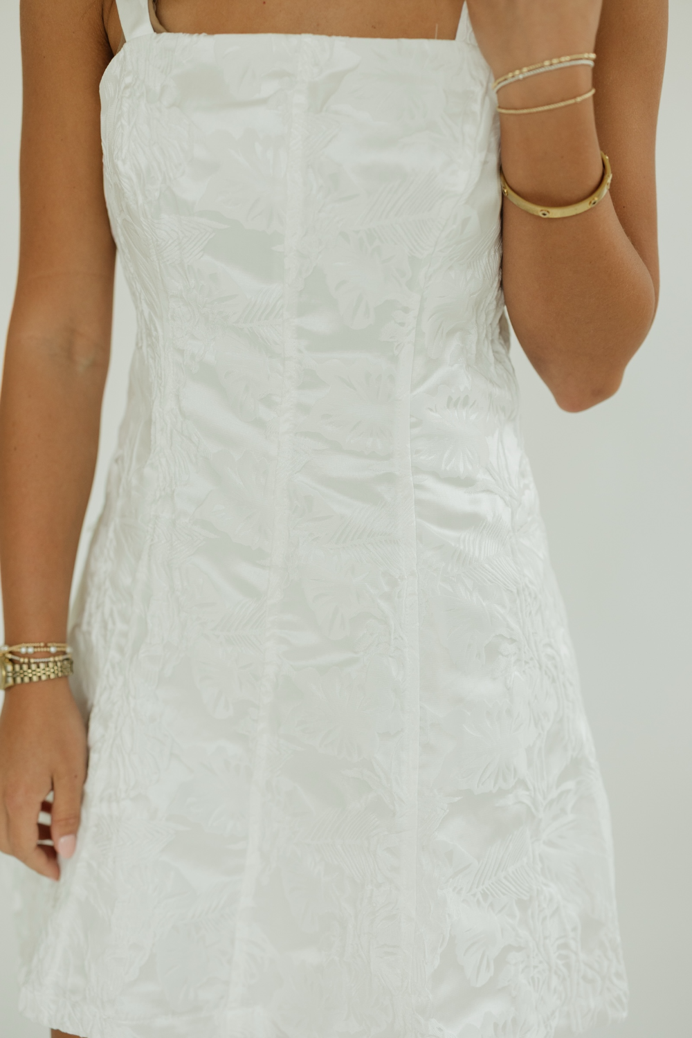 Taryn Textured White Fit & Flare Mini Dress