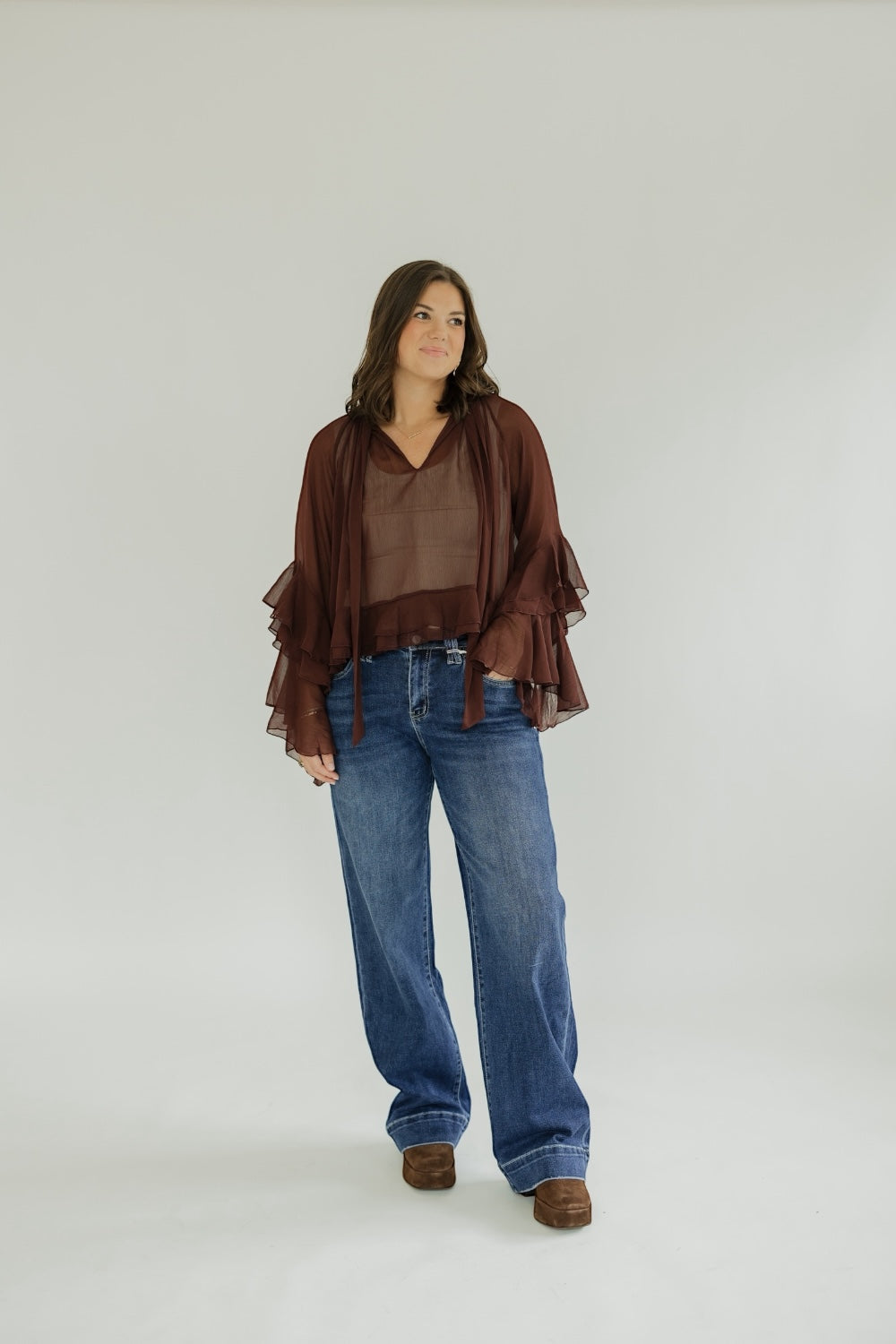 Kyle Burgundy Ruffle Top