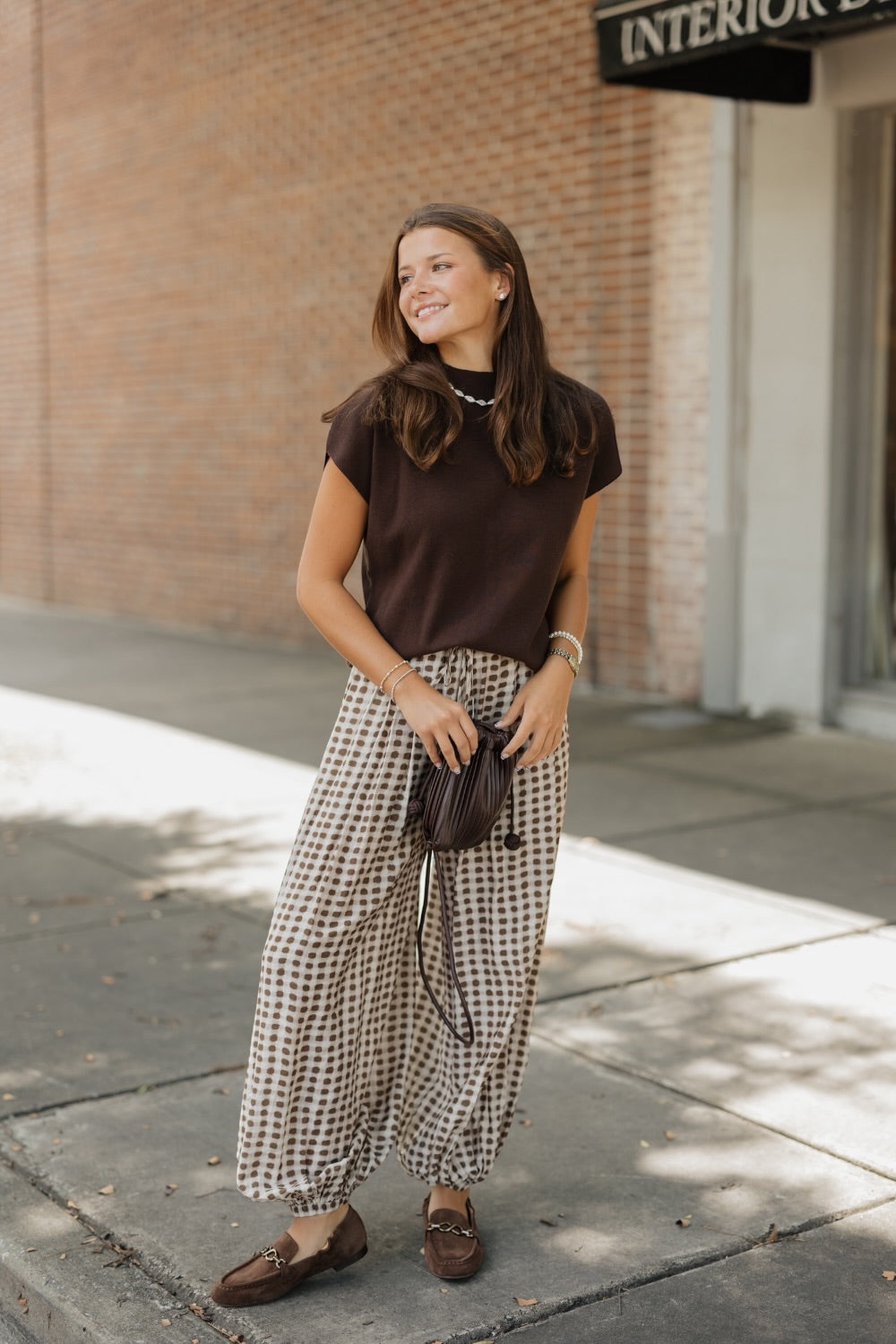 Glenn Mocha Geo Dot Harem Pant