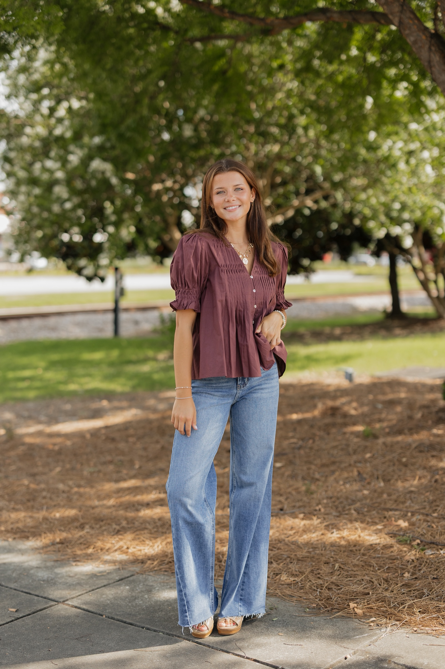 Tucker Plum Tucked Detail Blouse