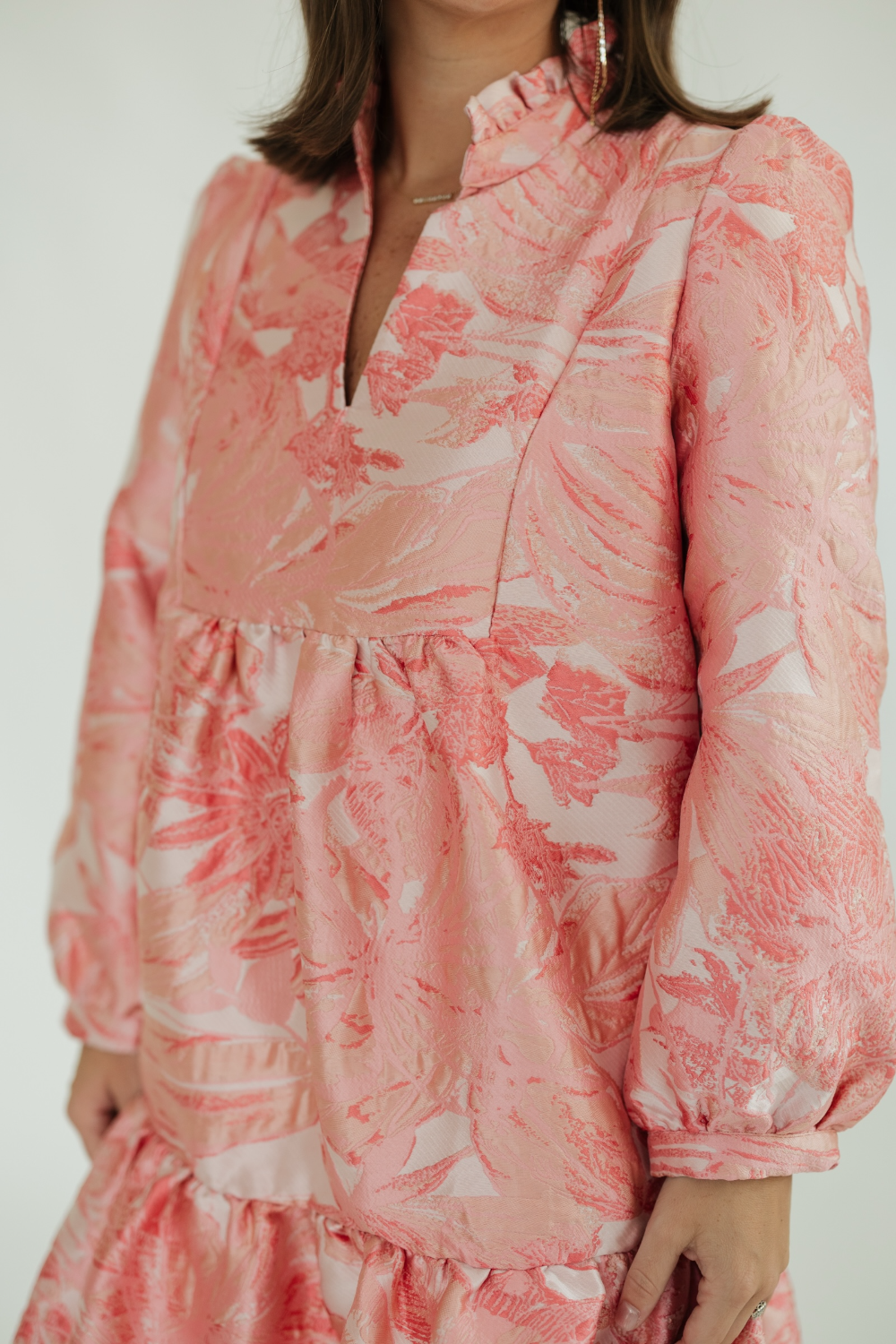 Claire Pink Jacquard Mini Dress