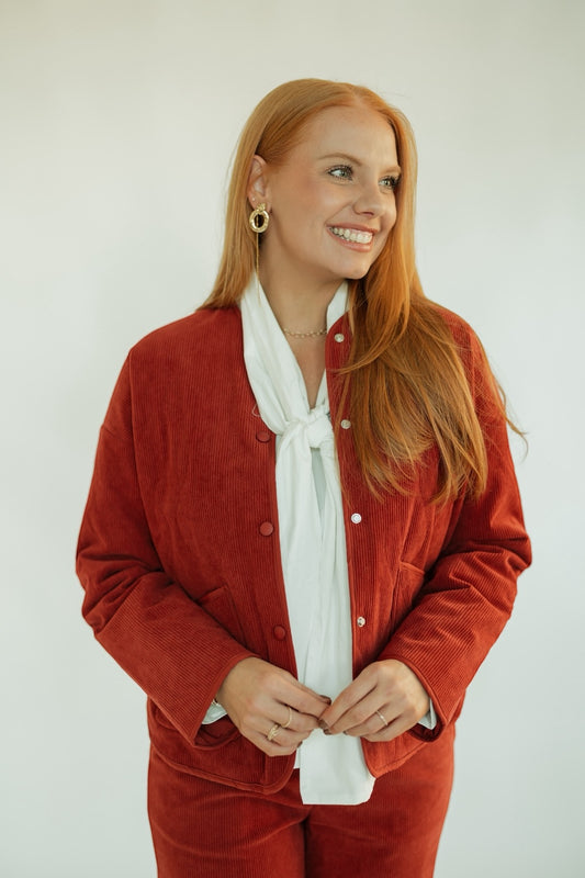Rust Corduroy Snap Button Jacket (XS-XL)