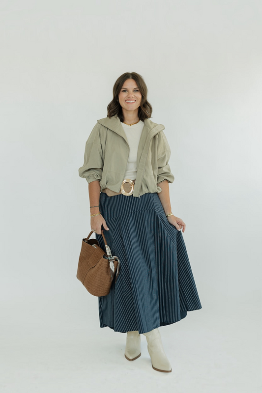 Miriam Navy Stripe Maxi Skirt