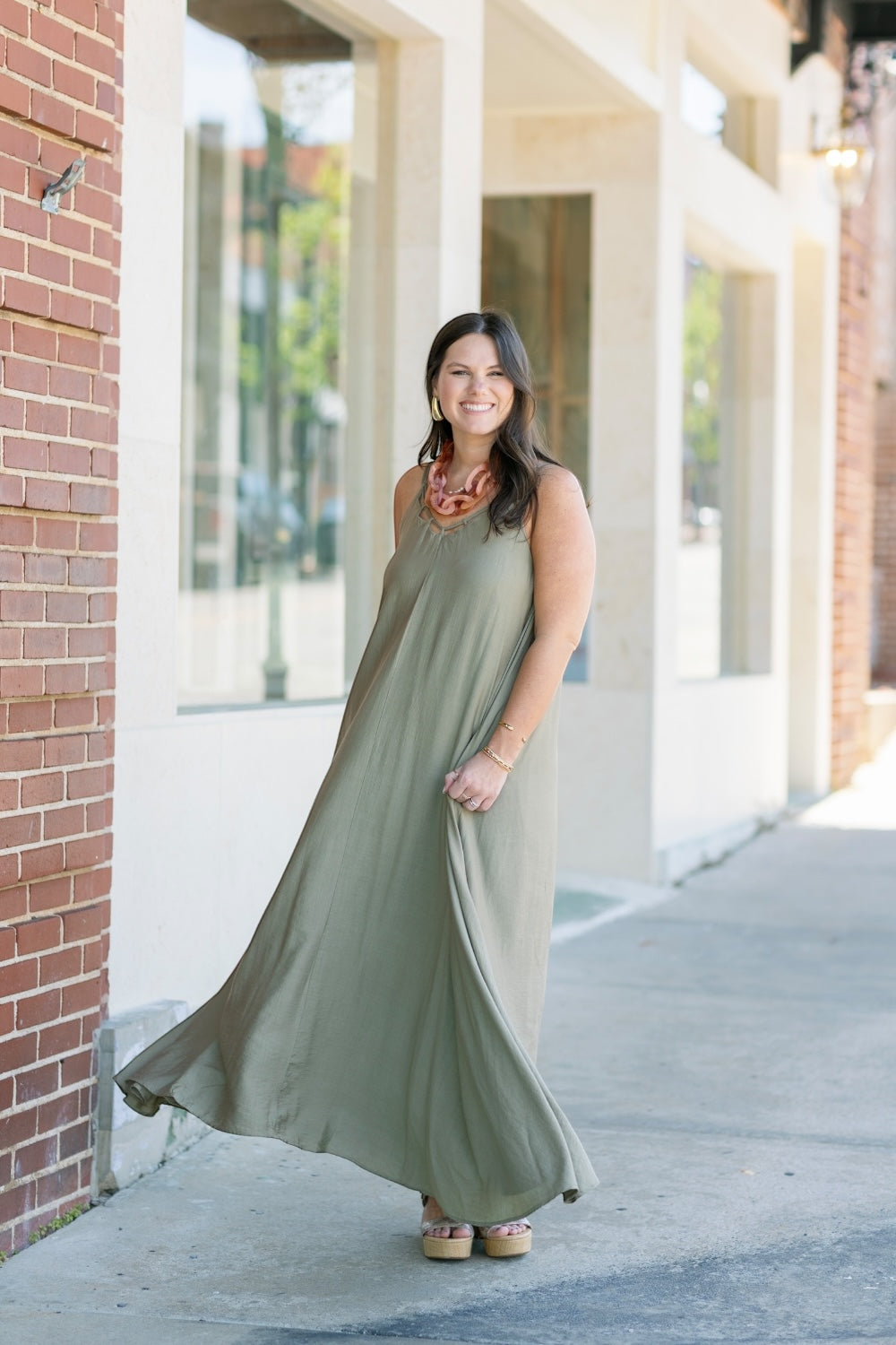Tanya Taupe Textured Woven Maxi Dress