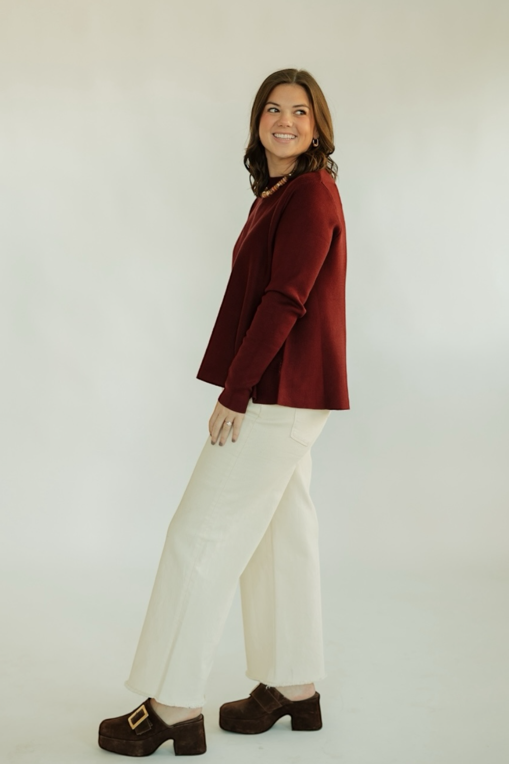 Maroon Flared Knit Sweater (S-XL)