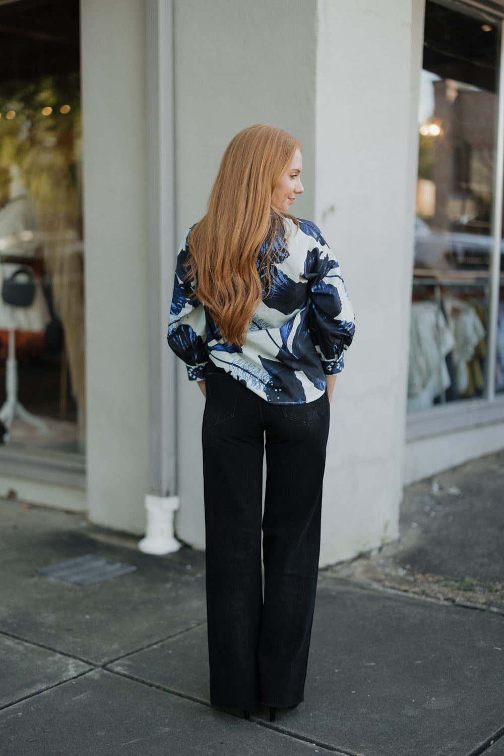 Elsa Indigo Lillies Top (XS-XL)