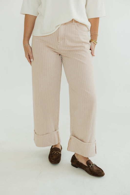 Mauve Striped Painter's Denim Jeans