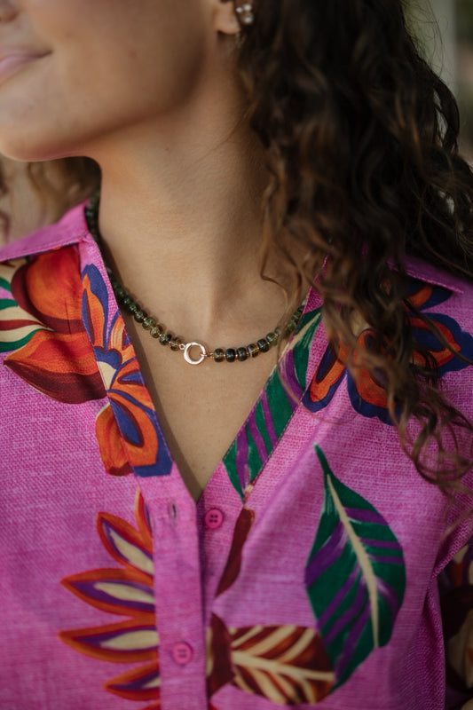 Olive Ring Clasp Necklace