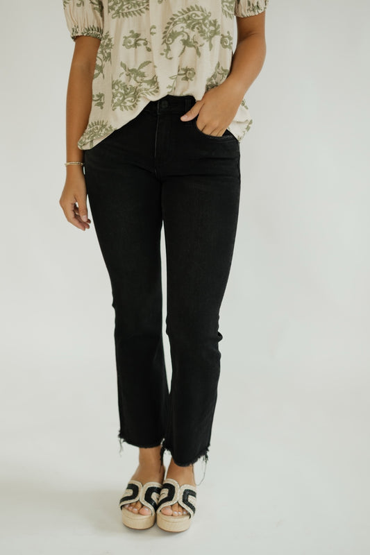 Black Mid Rise Crop Flare Jeans (0-22)