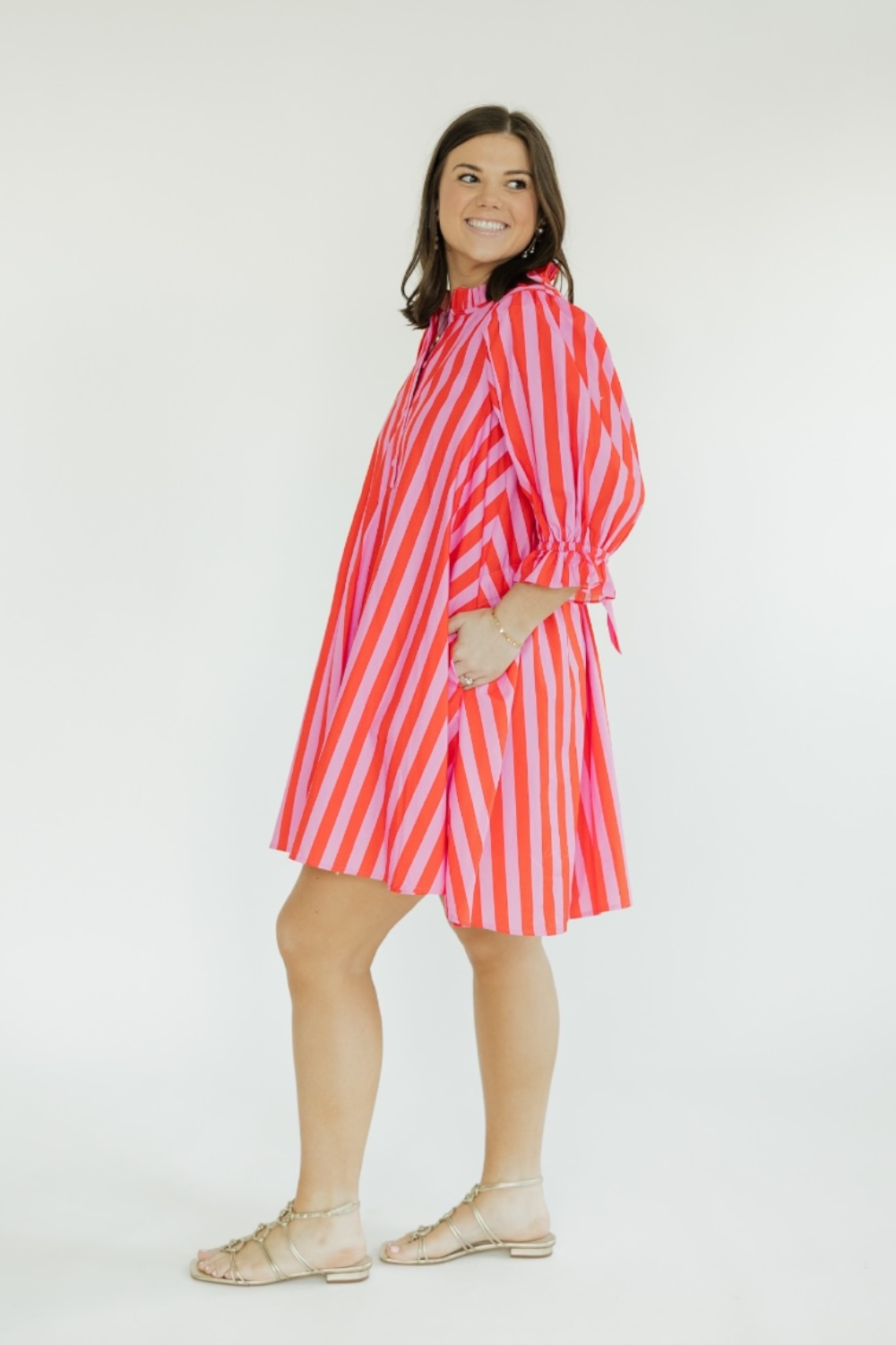 The Farah Pink Striped Dress (S-2XL)