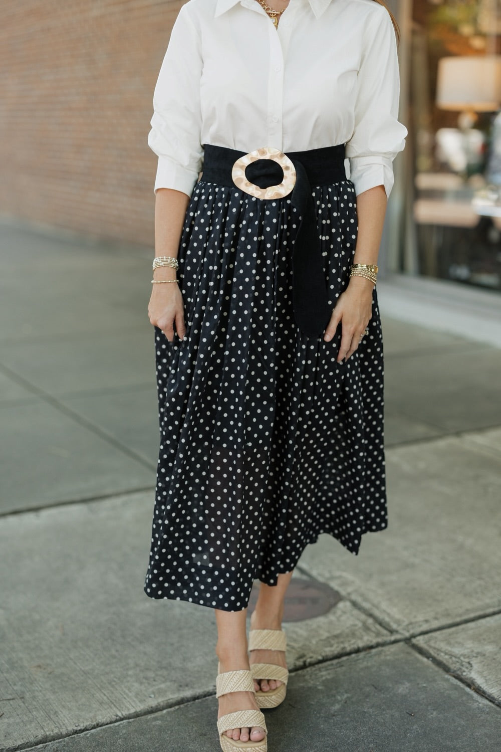 Sara Polka Dot Midi Skirt