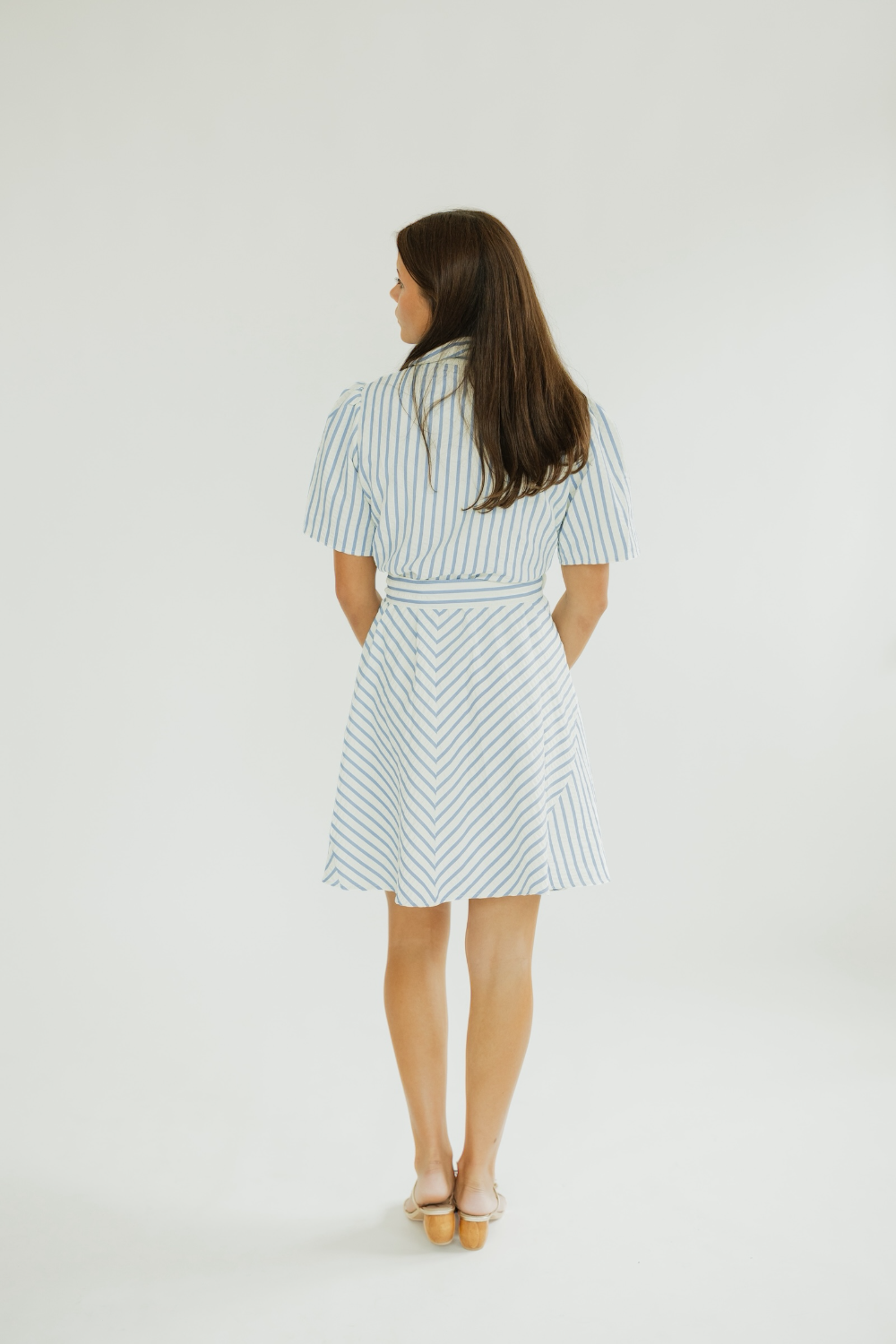 Barb Striped Button Down Mini Dress (S-2XL)