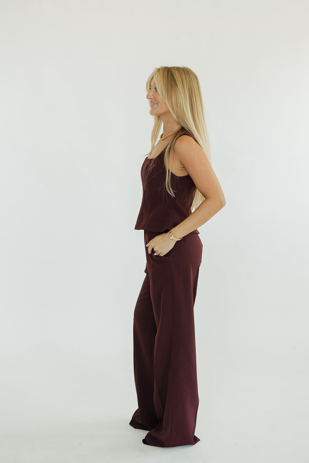 Leanne Wine Peplum Top