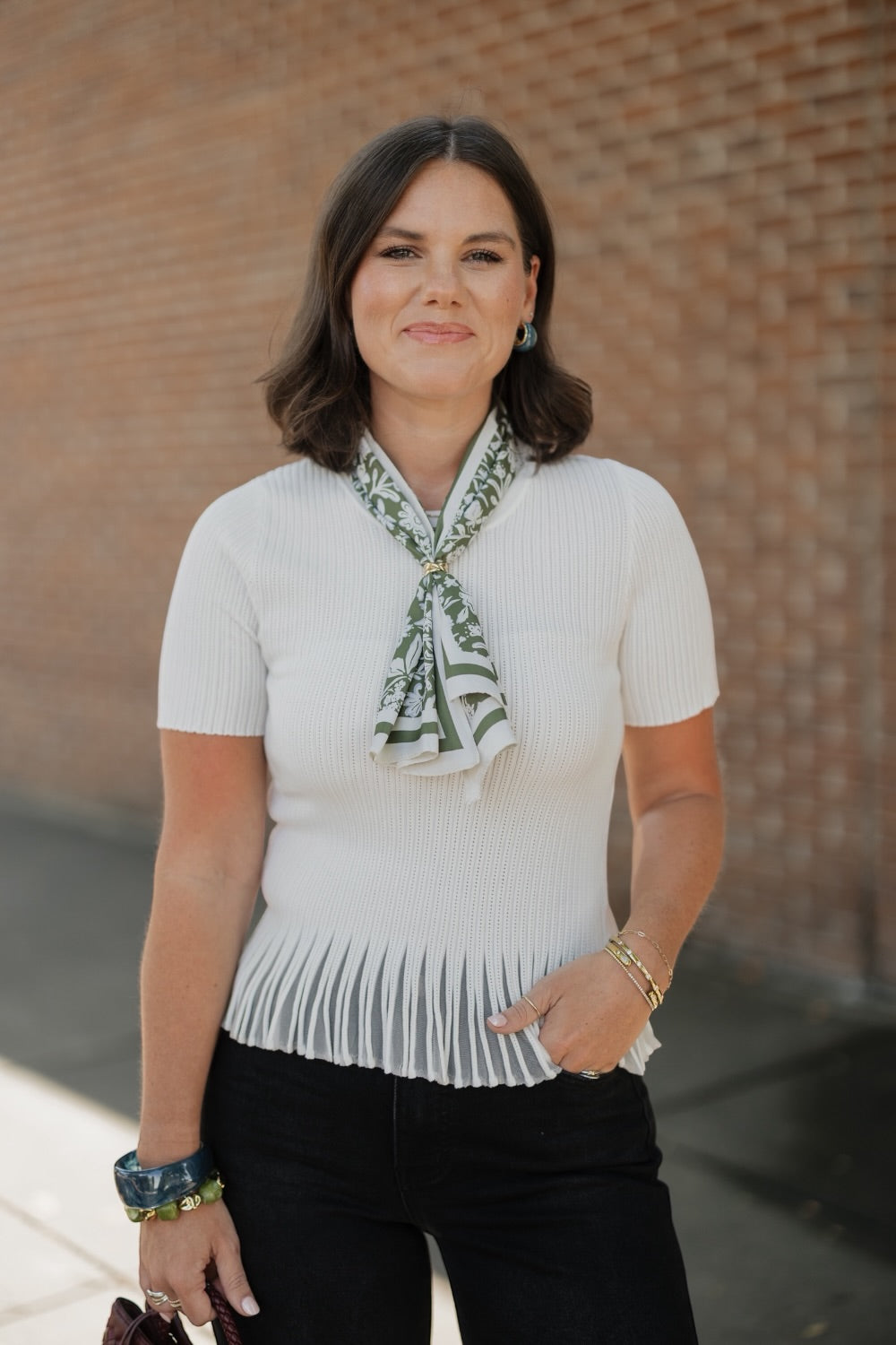 Holley Ivory Ribbed Sweater Top