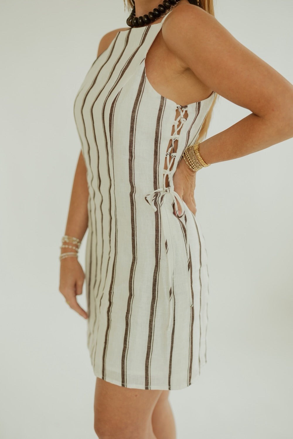 Aurelia Brown Striped Mini Dress
