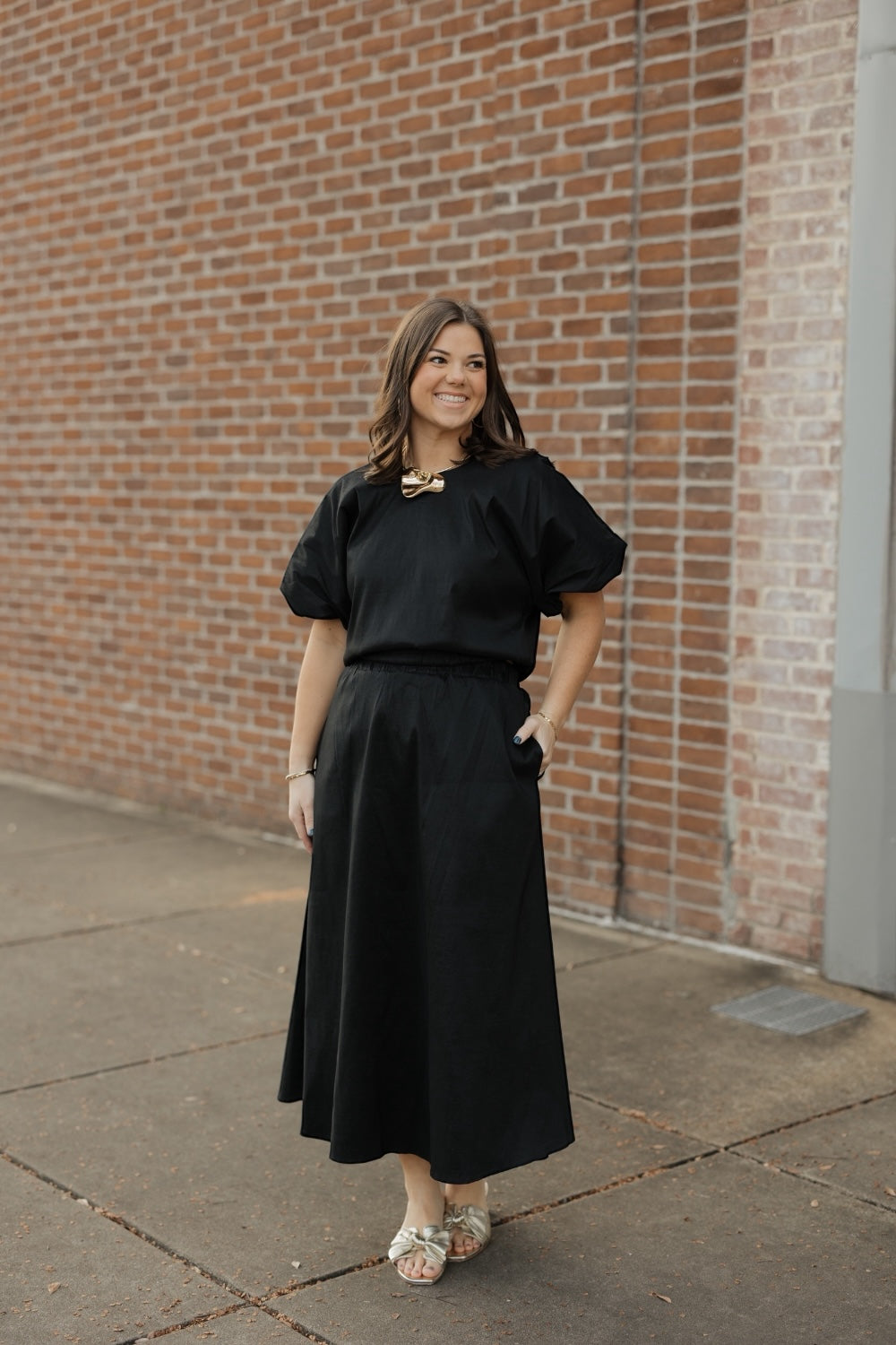 Camdyn Black Taffeta  Bubble Hem Top (S-3XL)