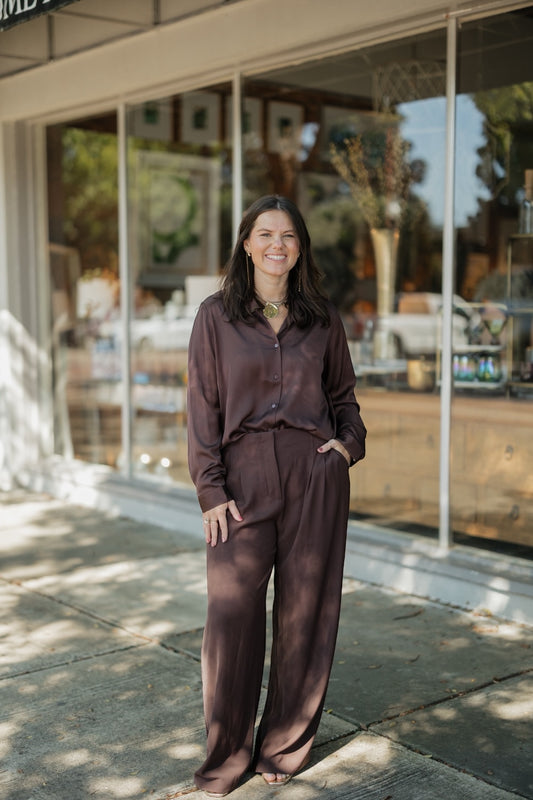 Esther Espresso Button Down Blouse (XS-XL)