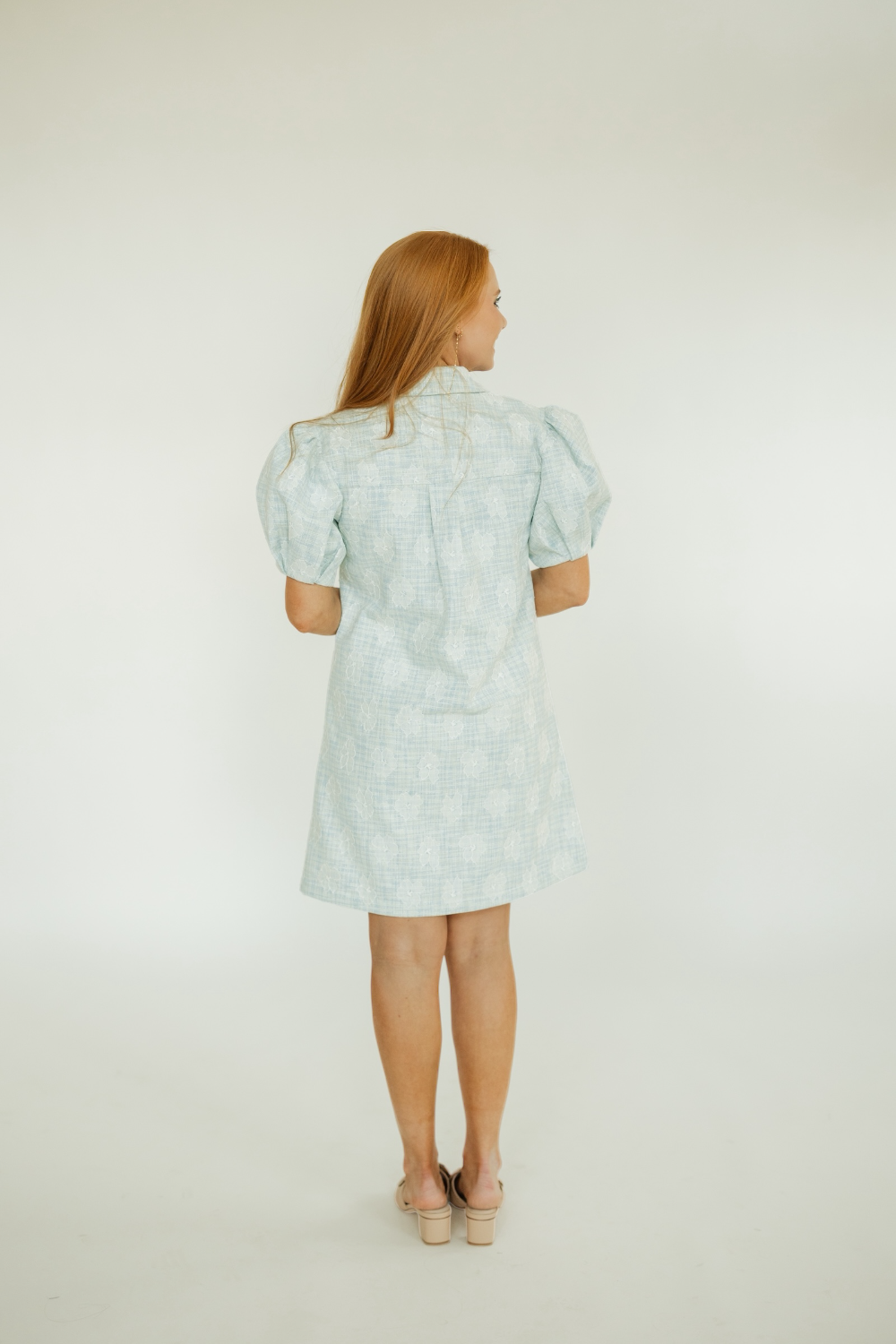 blue tweed mini dress Vivienne Blue Floral Tweed Mini Dress