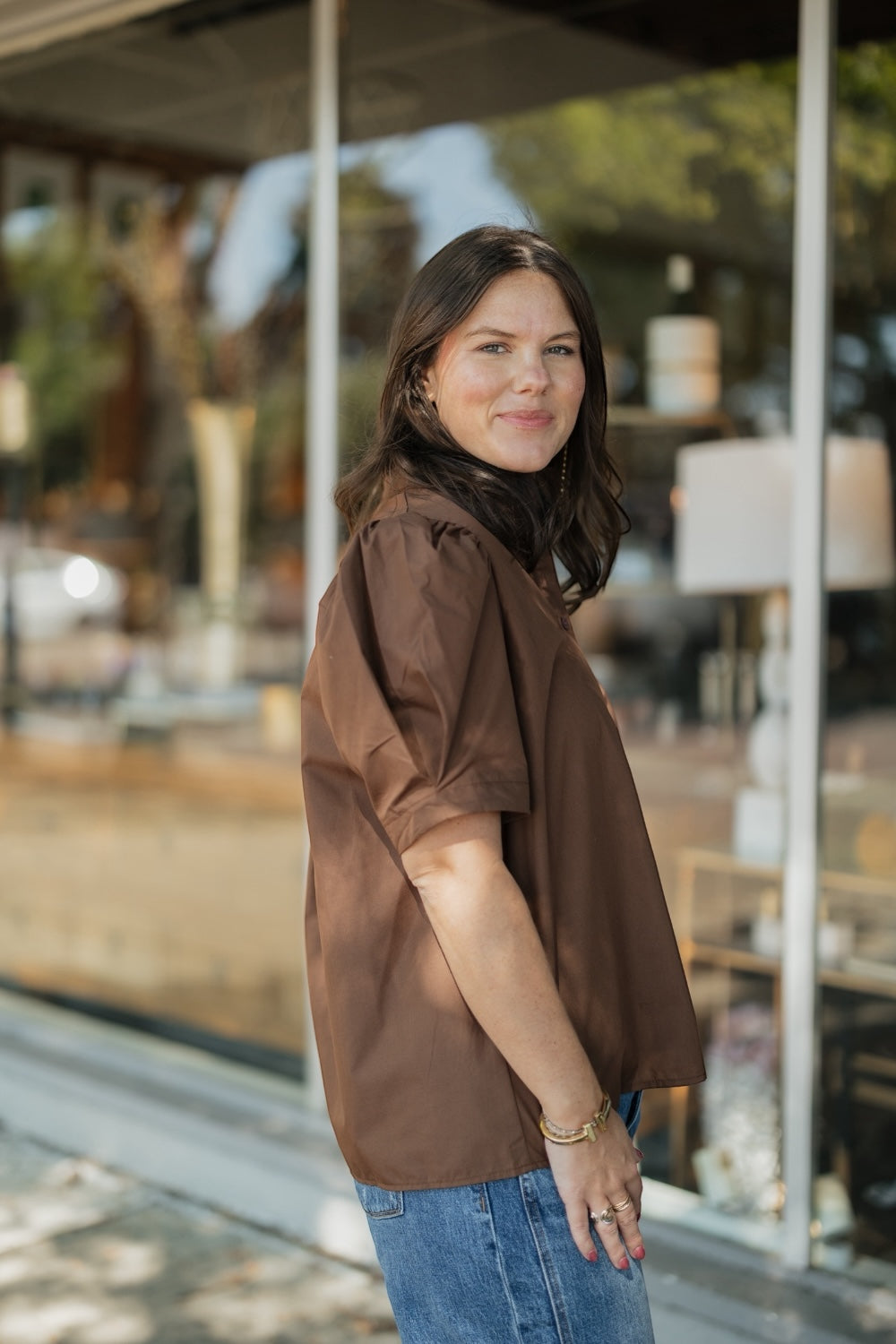 Cammie Brown Button Down Top (S-2XL)