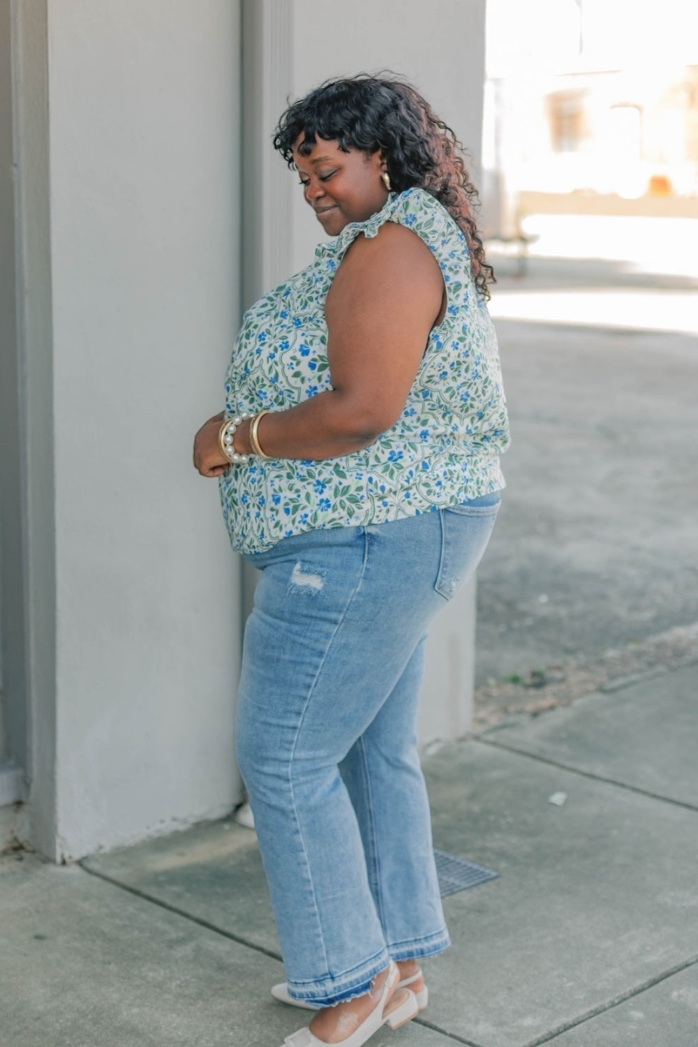 Zoe Hilo Floral Ruffle Top (XS-3XL)