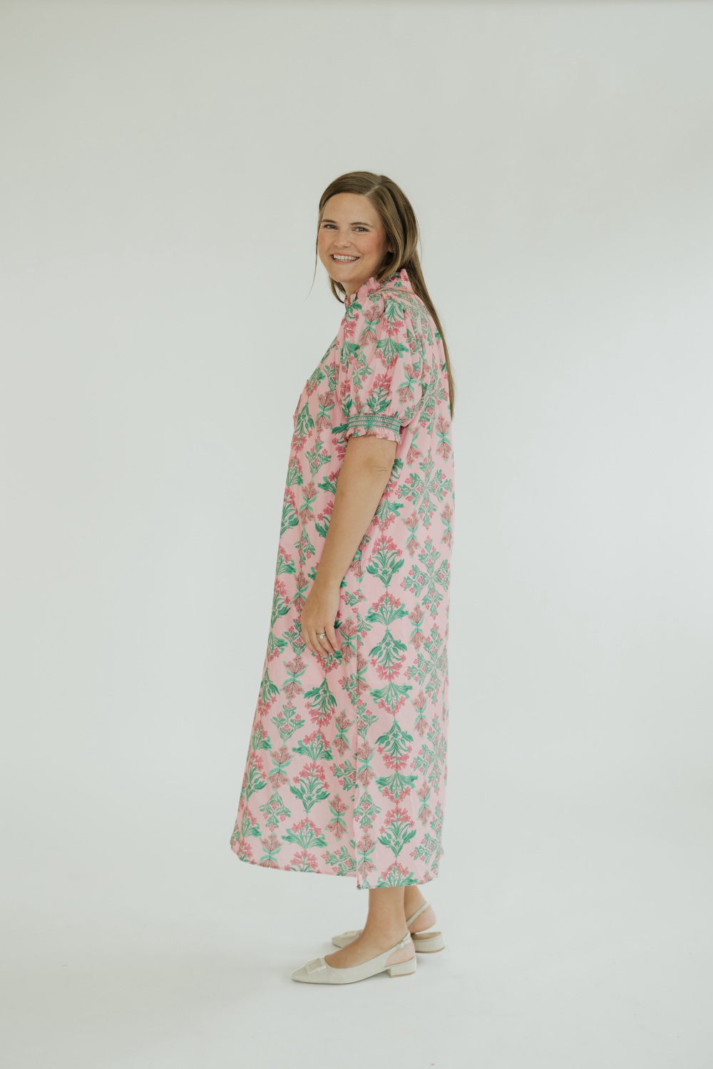 Maddie Midi Pink Floral Dress