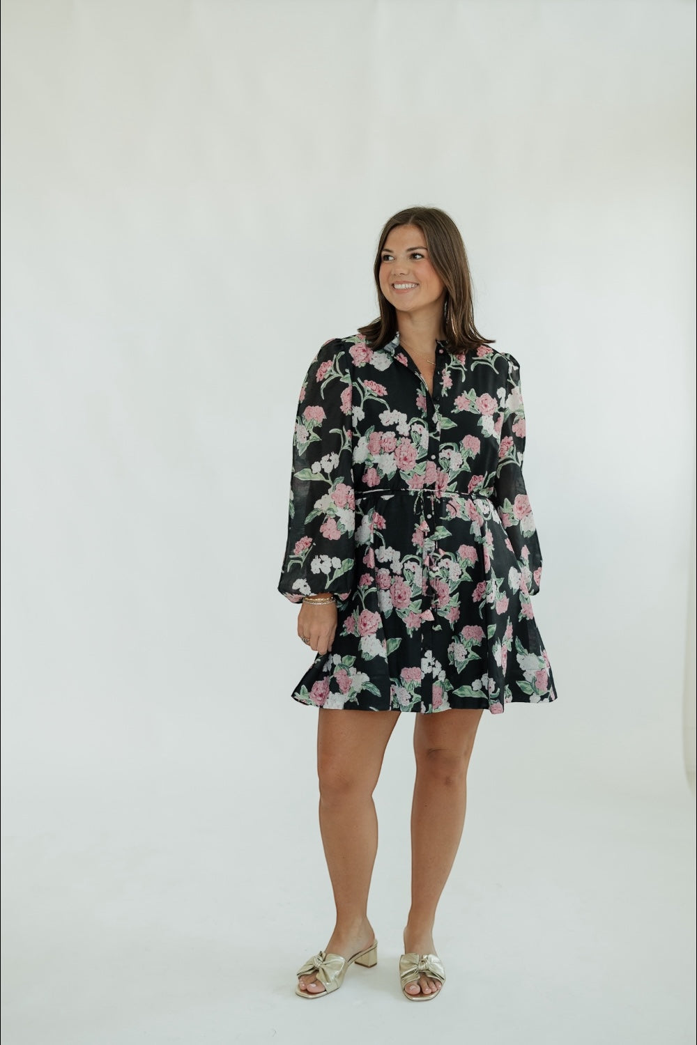 Nina Black Floral Mini Dress