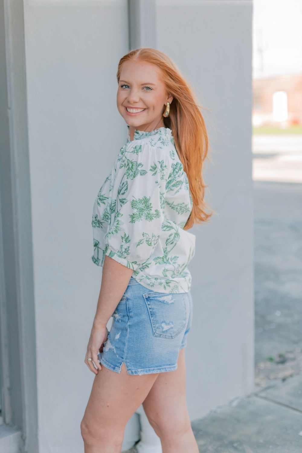 Bria Floral Blossom Smocked Neck Top (XS-3XL)