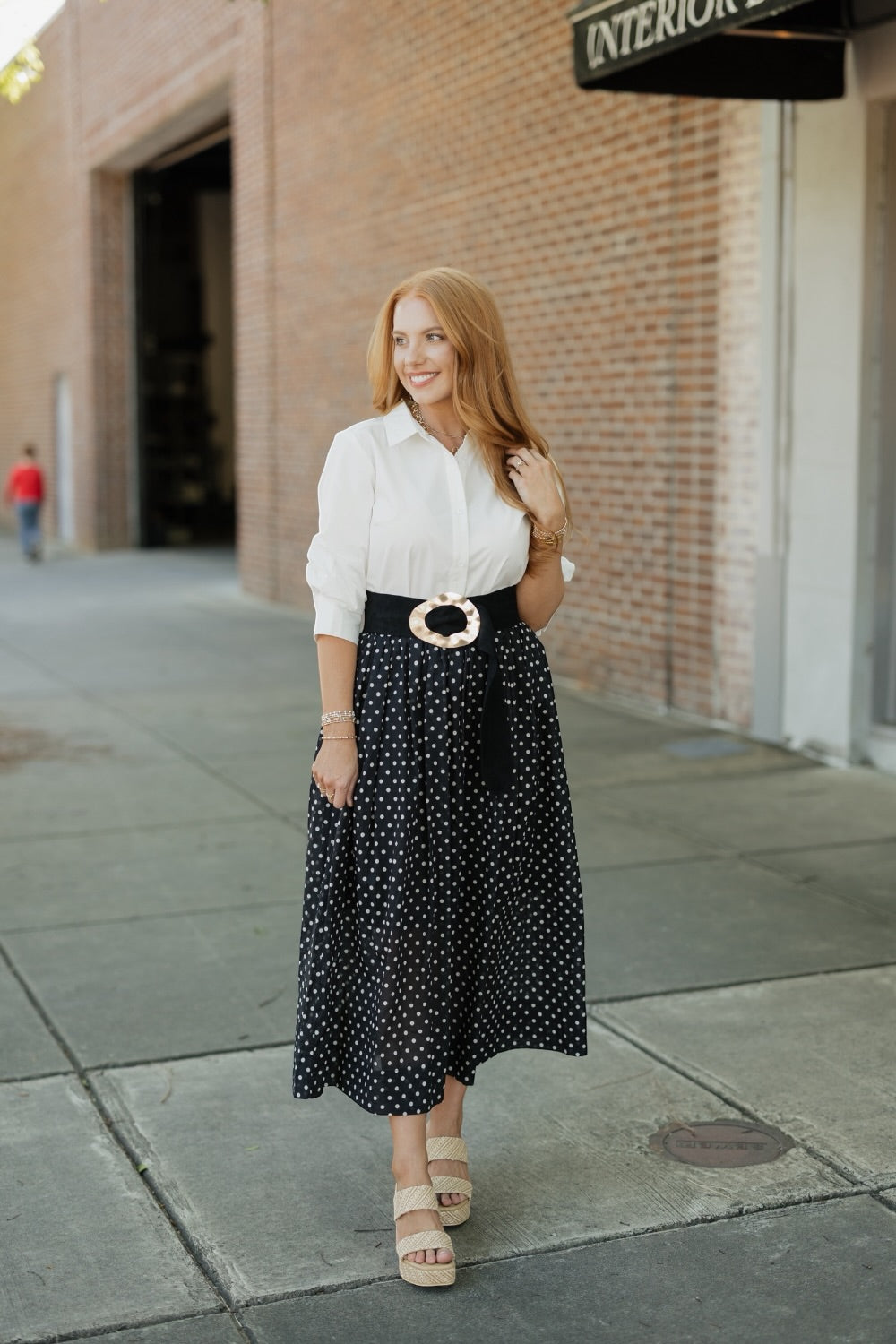 Sara Polka Dot Midi Skirt