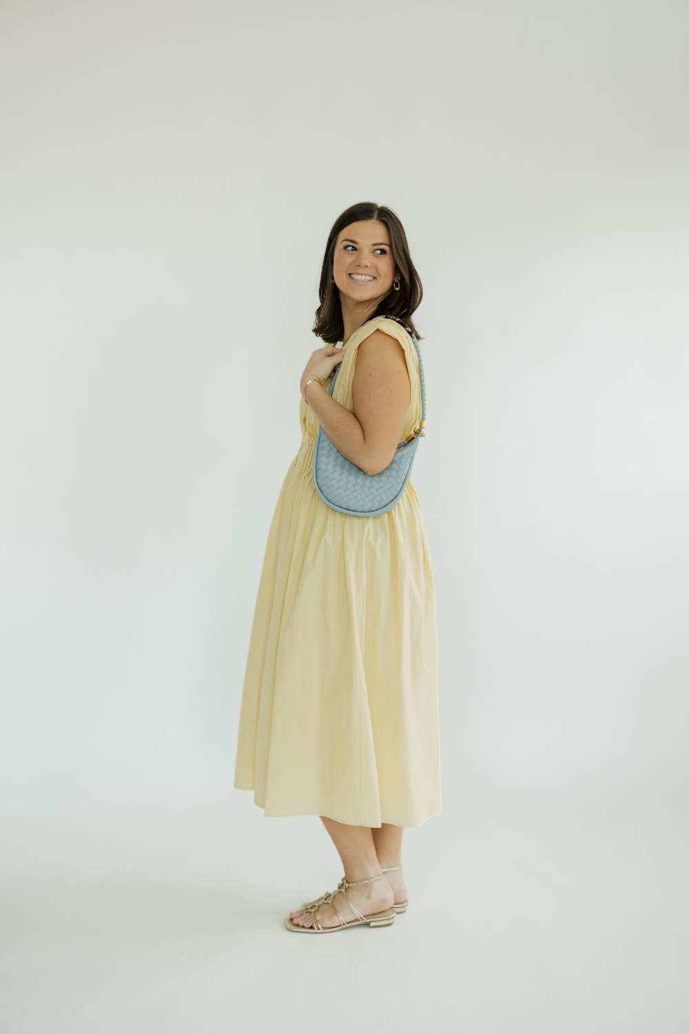 The Aleska Butter Yellow Midi Dress