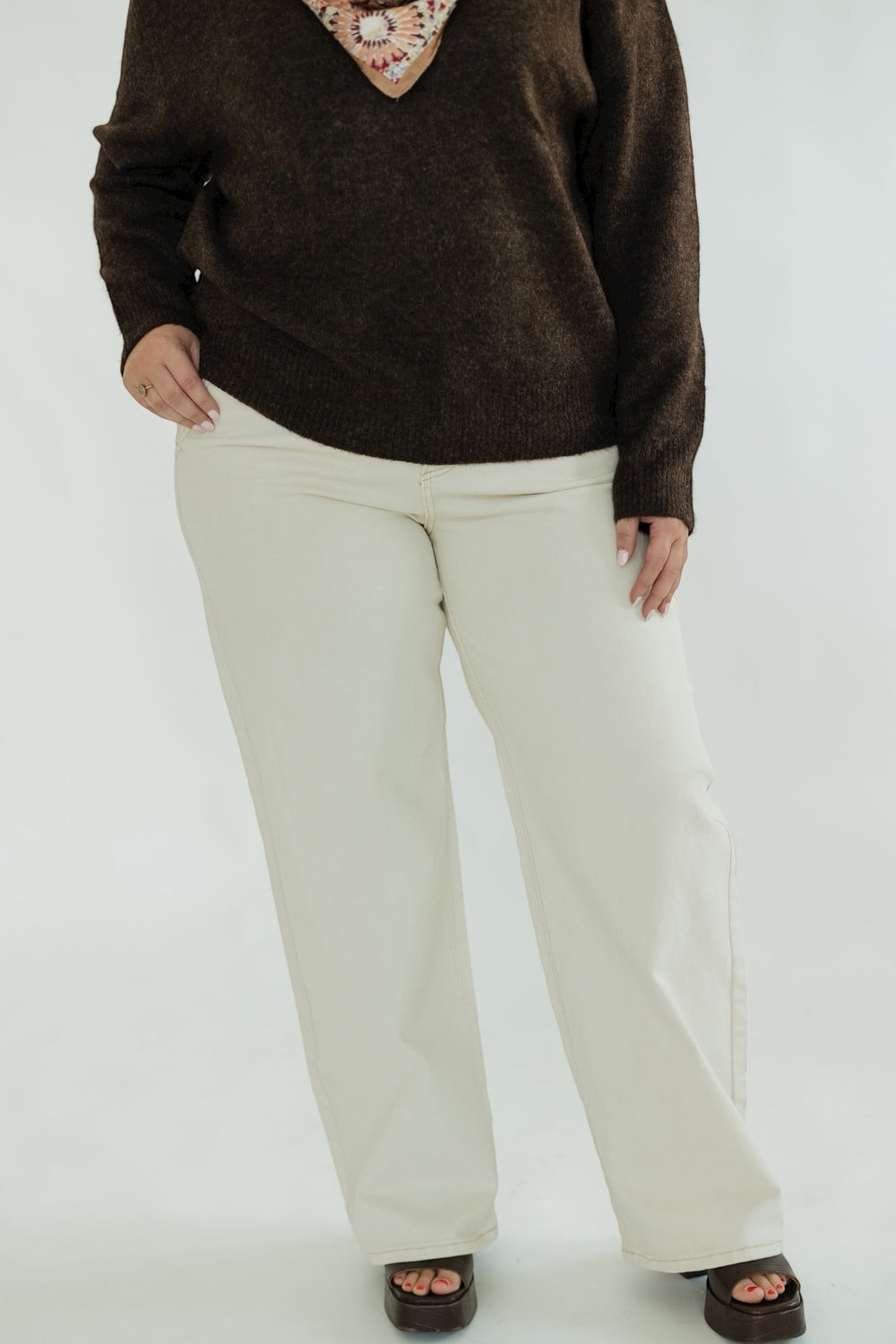 Ivory Mid-Rise Wide Leg Crop (0-22)