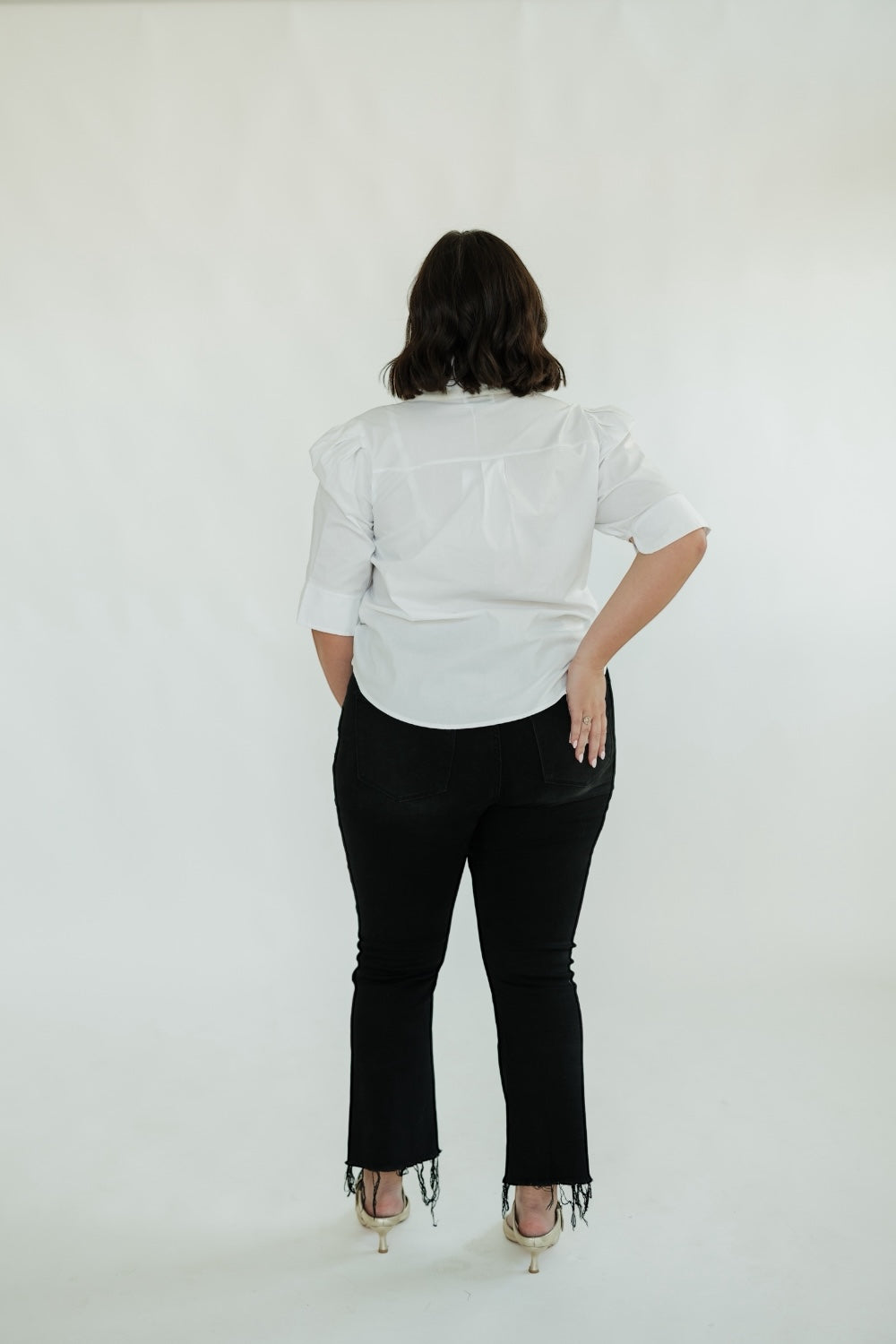 Jodie Ruffle Collar Blouse in White (S-3XL)