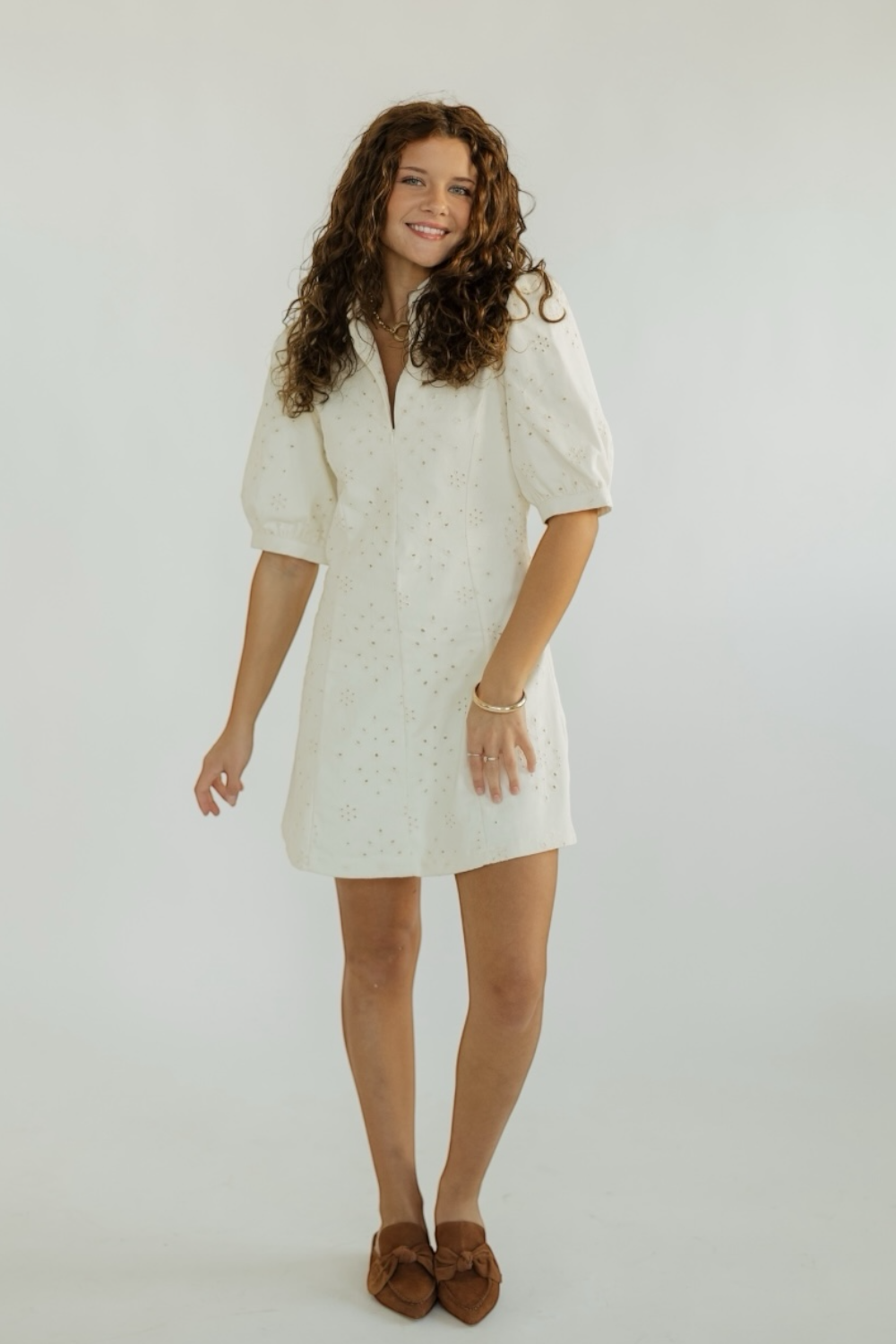 Shannon Ivory Eyelet Mini Dress